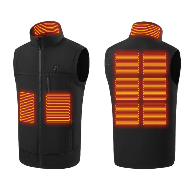Men and Women 9 Areas Heated Vest USB Charging Heated Jacket Washed Keep Warm Hiking Vest Winter Fishing Skiing Vest Heated Coats