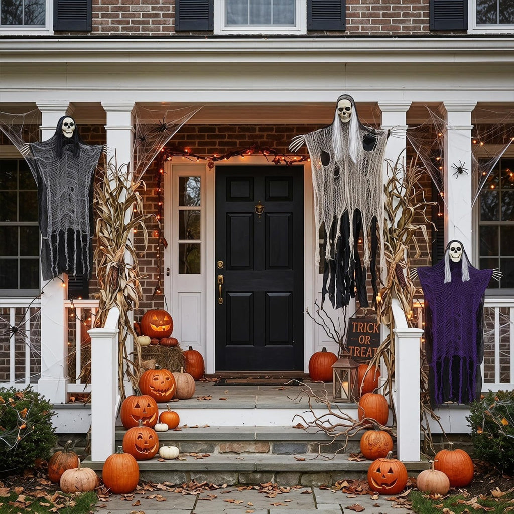 3PCS Scary Hanging Ghosts,Halloween Grim Reaper Skeleton Halloween Decor