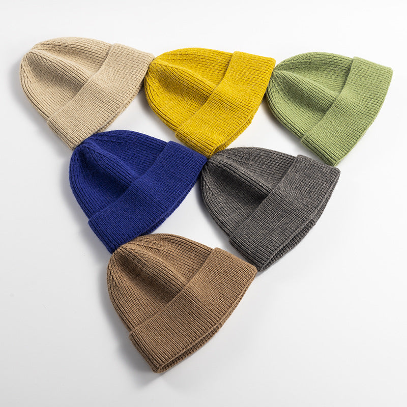 Winter Thick Warm Knitted Hat for Men, Cycling Windproof Ear Protection Beanie, Solid Color Woolen Hooded Hat
