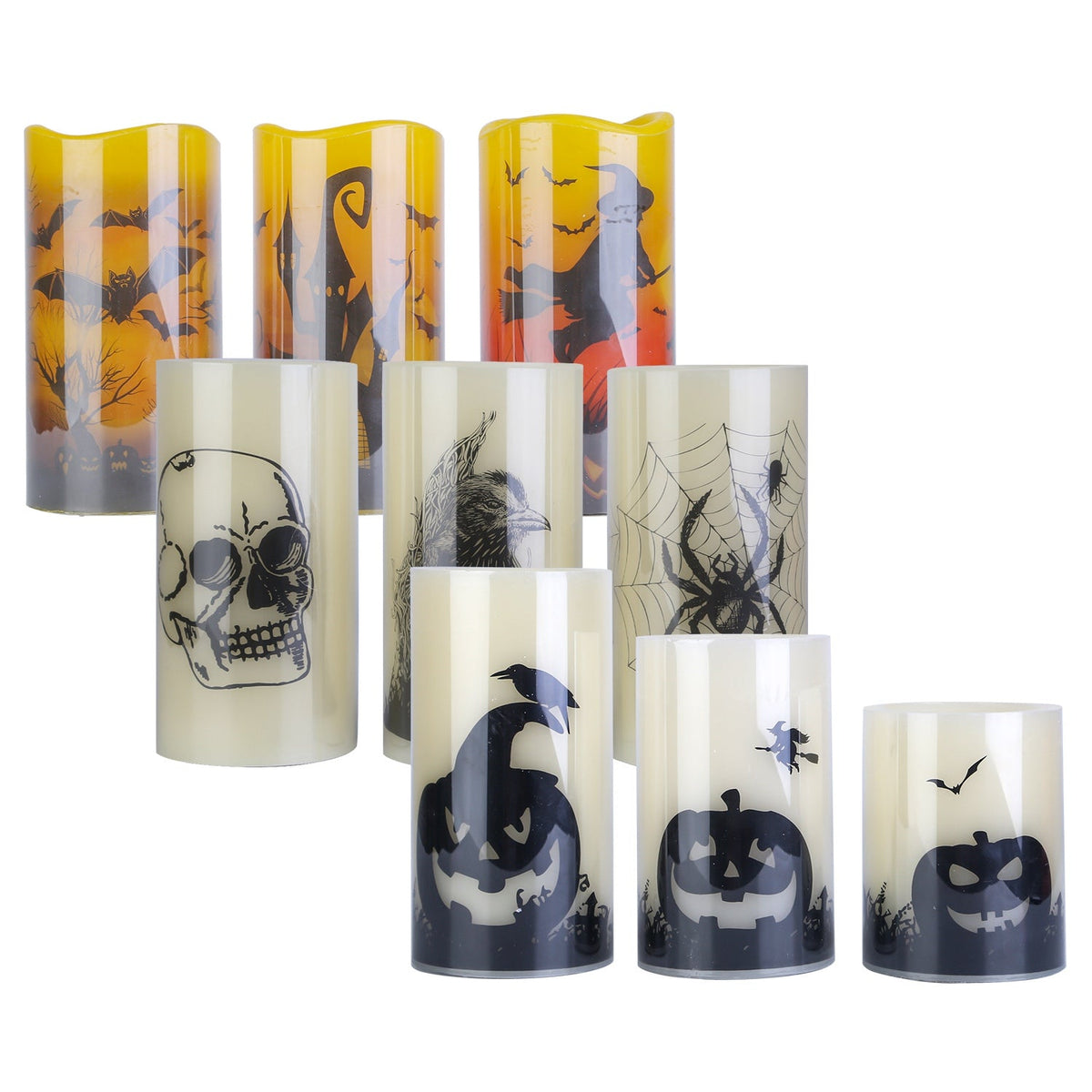 3 Pack Halloween Flameless Candle Lamp With Timer Setting Battery Operated Warm