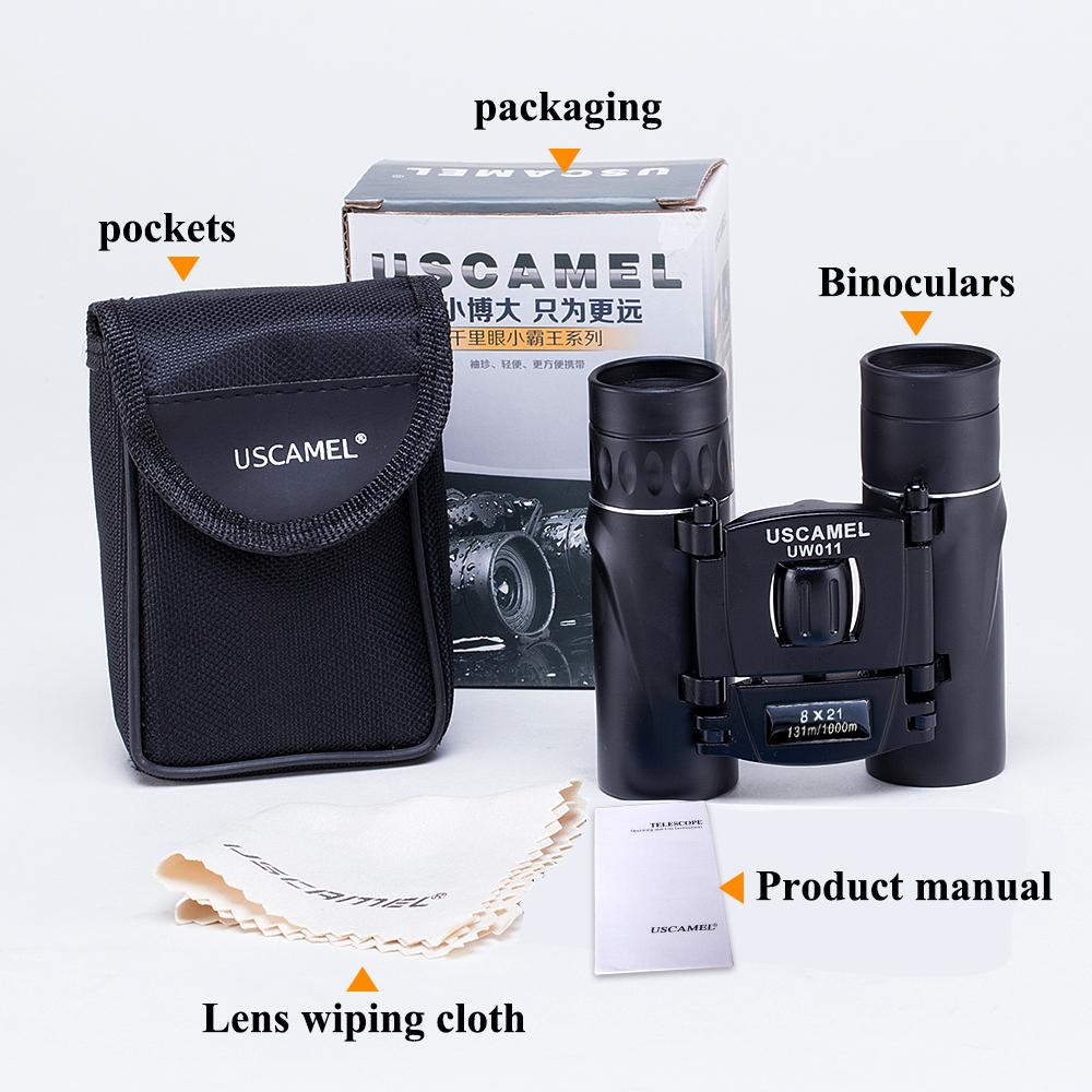 USCAMEL 8x21 Compact Zoom Binoculars Long Range 3000m Folding HD Powerful Mini Tele