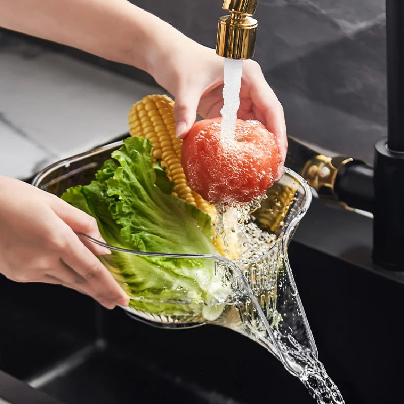 Fruit Vegetable Sink Drain Strainer Multifunctional Organizer Container Rice Bowl Colander Sink Washing Basket Home Organizer