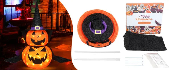 3FT Halloween Collapsible Pumpkin Decoration, 50 LED Pop-Up Pumpkin Lamp With