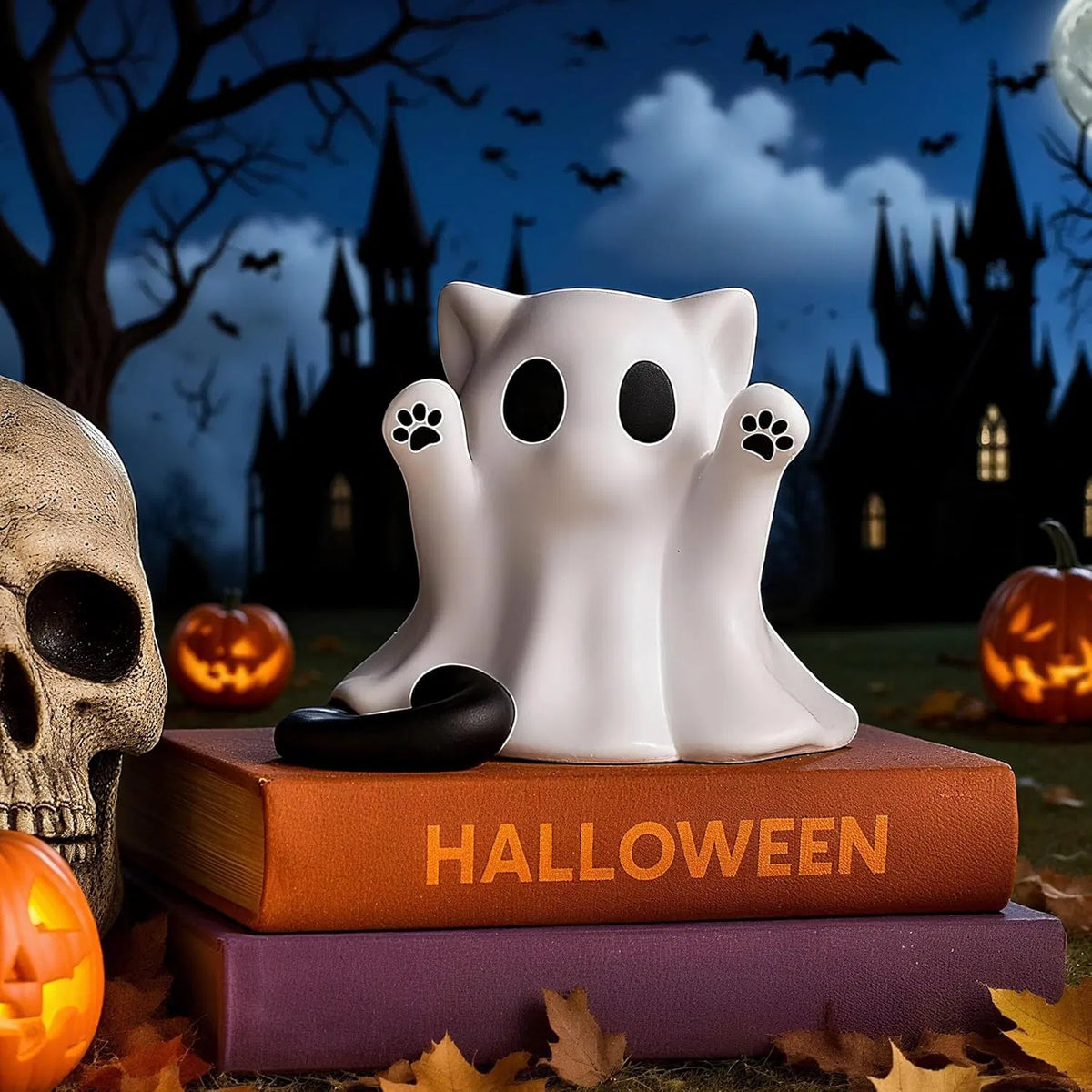 Halloween Ghost Figurine, Spooky Resin Ghost Statue, Cute Ghost Halloween
