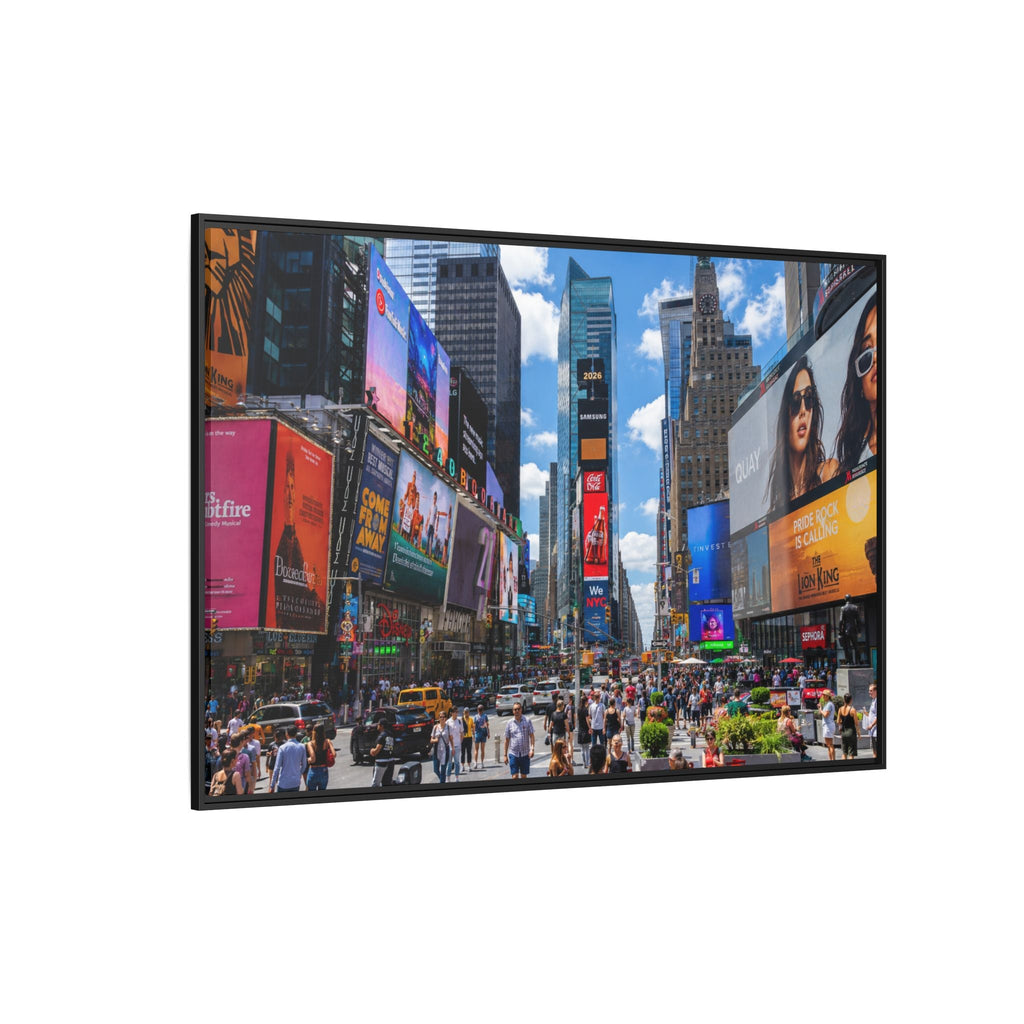 Times Square New York Matte Canvas Framed Wall Art — Vibrant Cityscape Photography