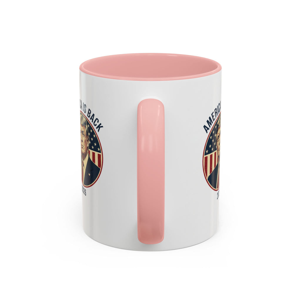 America Is Back 2026 Accent Coffee Mug — Patriotic Trump Campaign Ceramic Mug