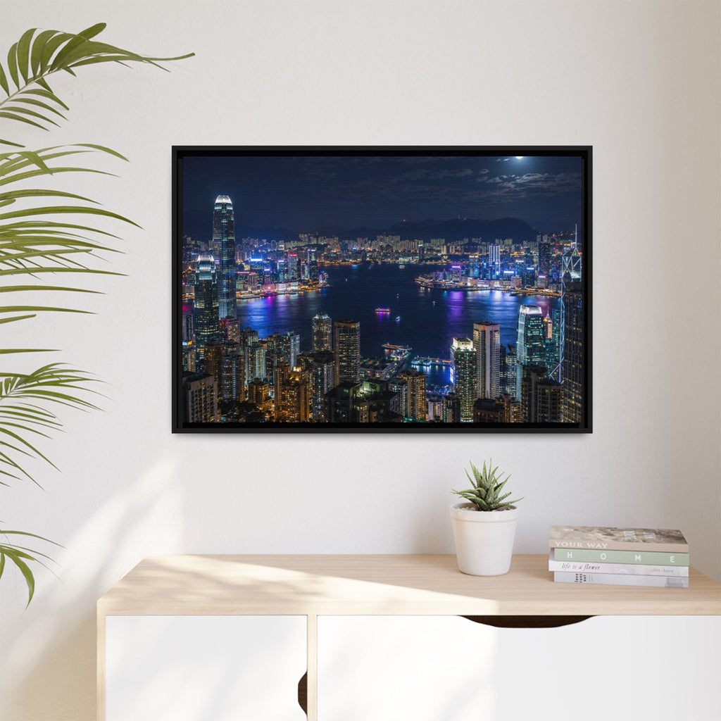Hong Kong Night City Skape — Nighttime Harbor Skyline - stunning image