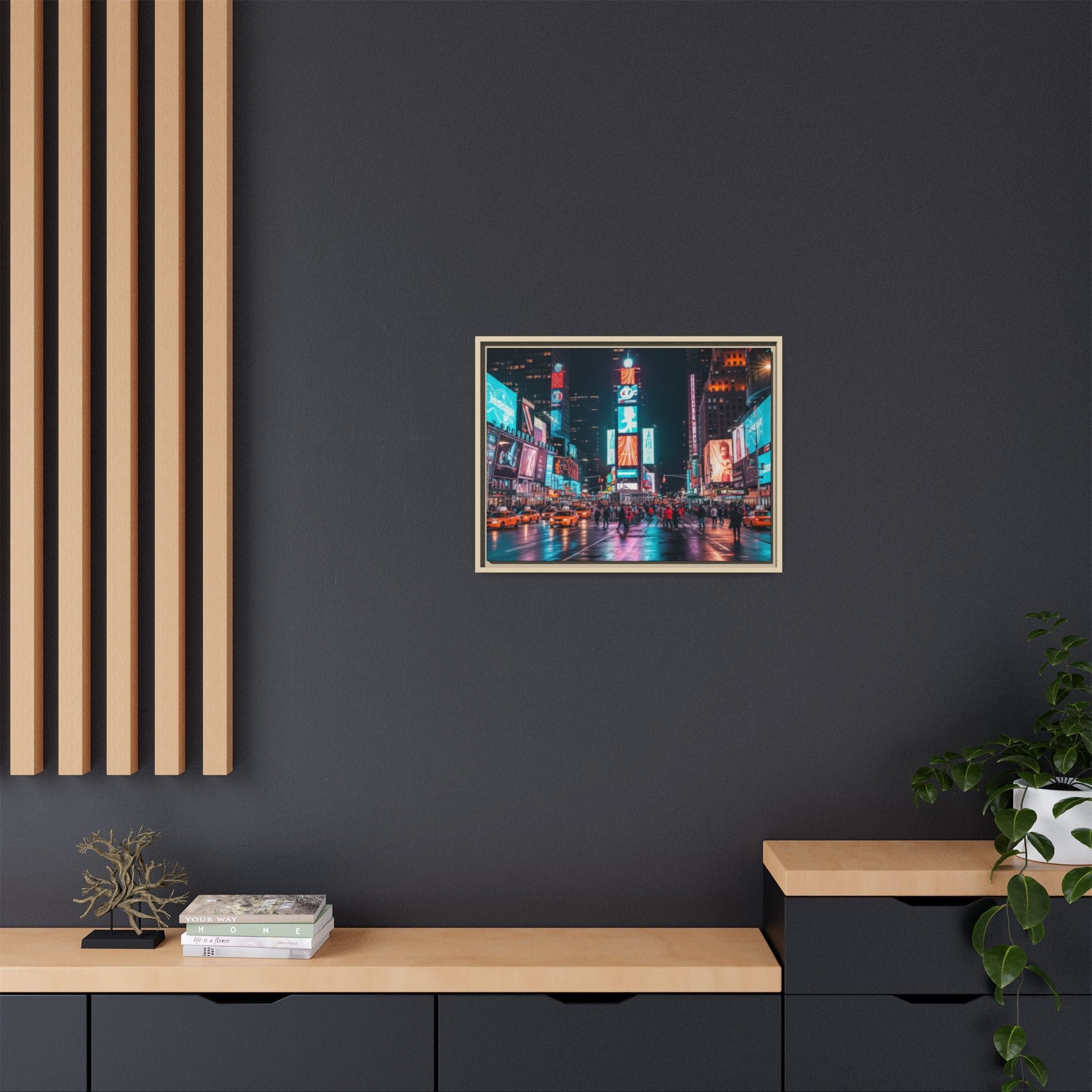 New york / Japan Nightskape Cityskape Framed Canvas Art - Stunning