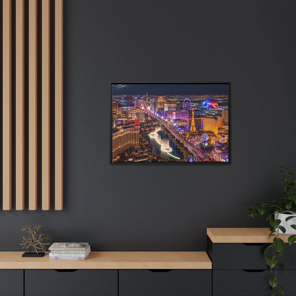Las Vegas Night Skyline Framed Matte Canvas Print