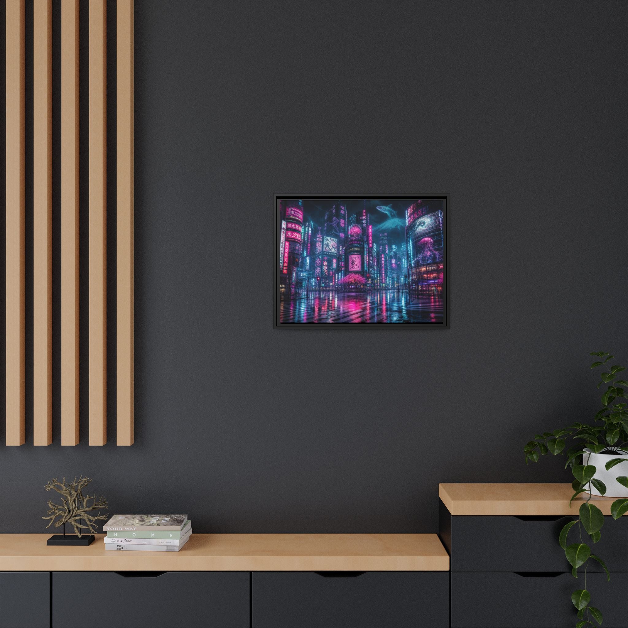 Tokyo Neon Night Canvas Wall Art Print Ready to Hang