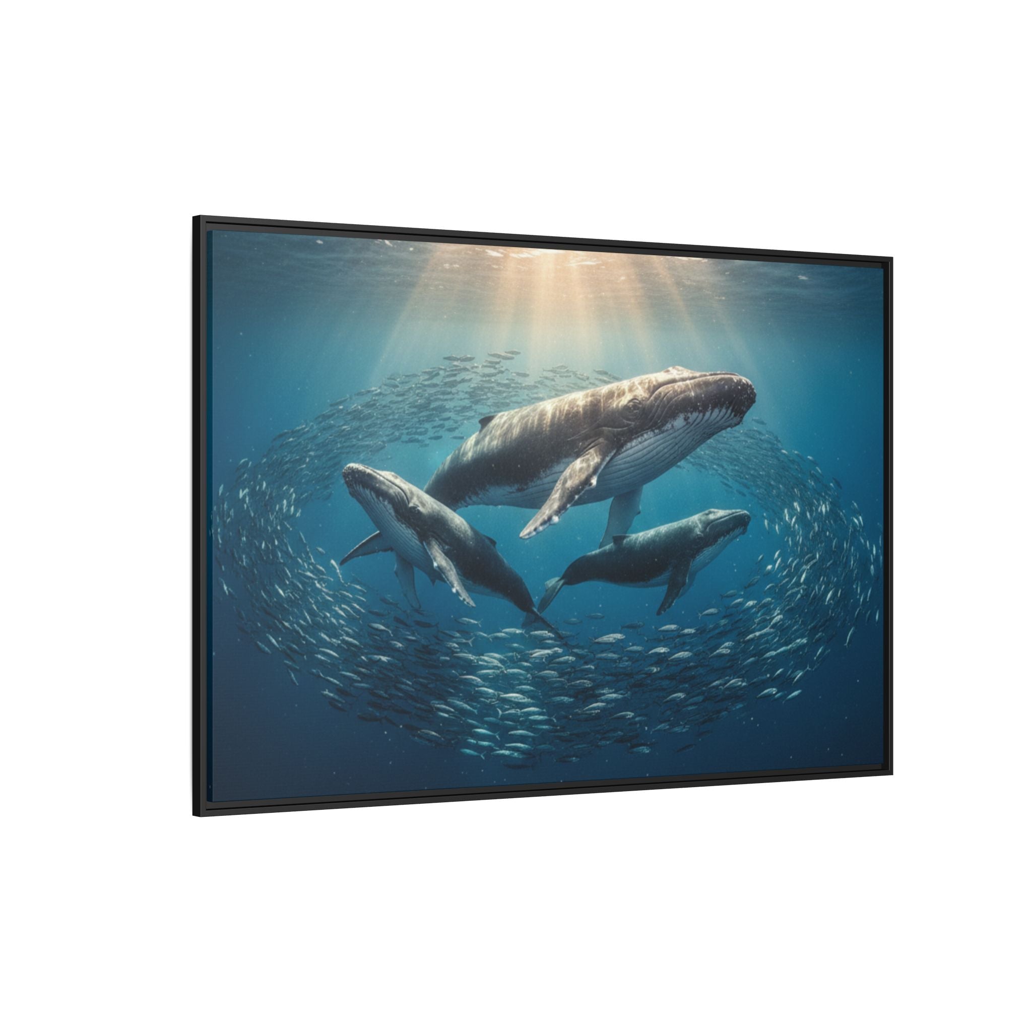 Whale Family Canvas Wall Art - Framed - Stunning