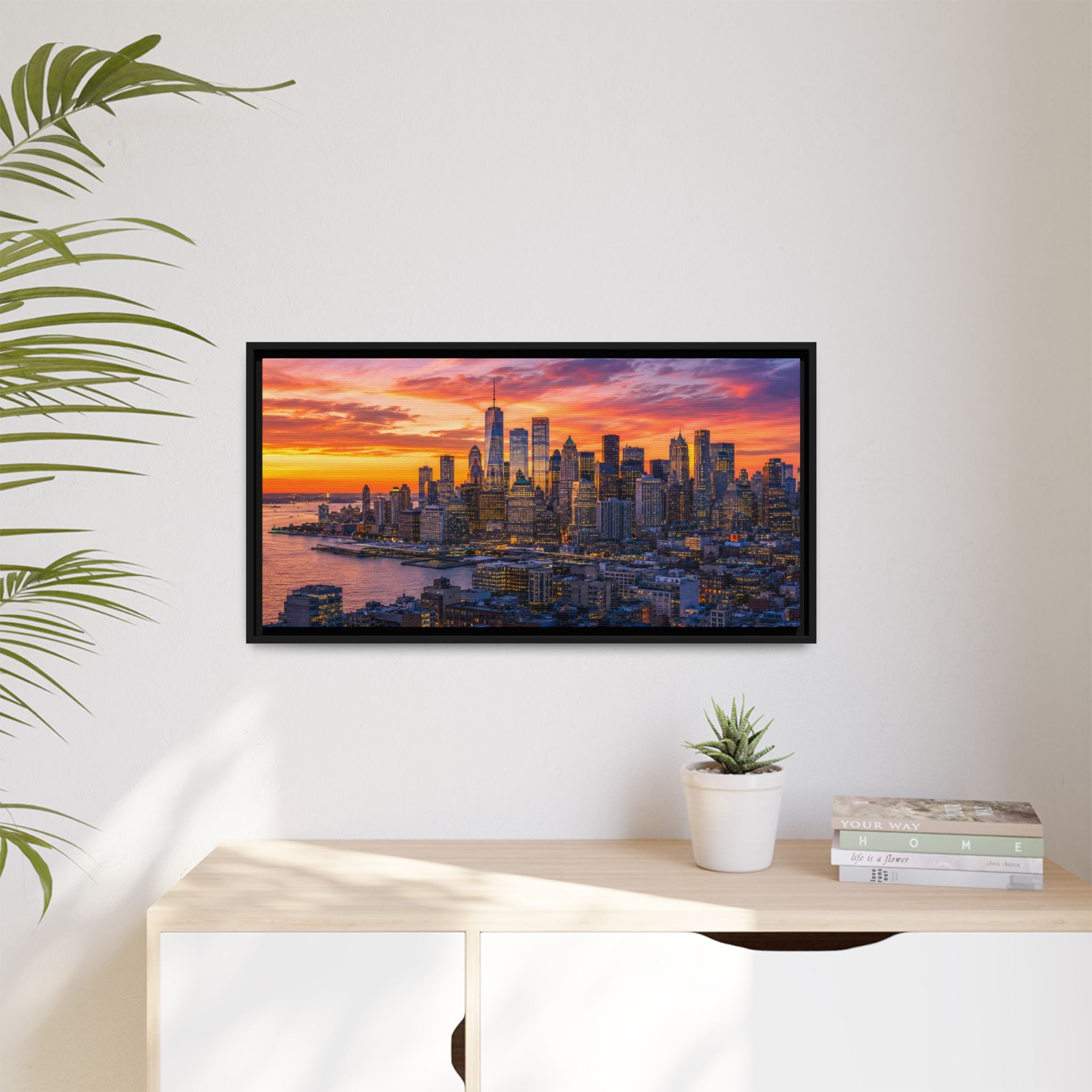 New York City Stunning — Vibrant Skyline Sunset Canvas Wall Art