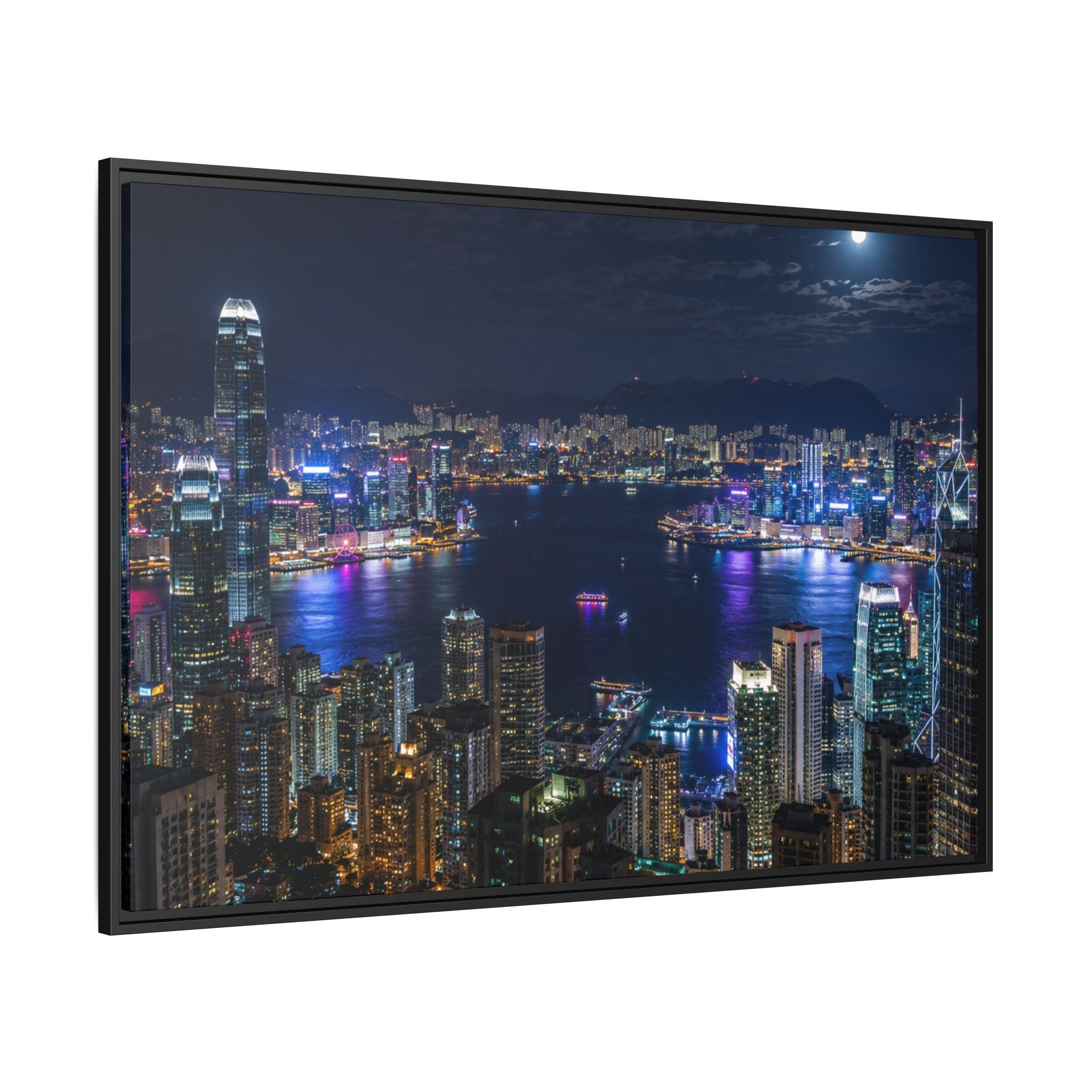 Hong Kong Night City Skape — Nighttime Harbor Skyline - stunning image