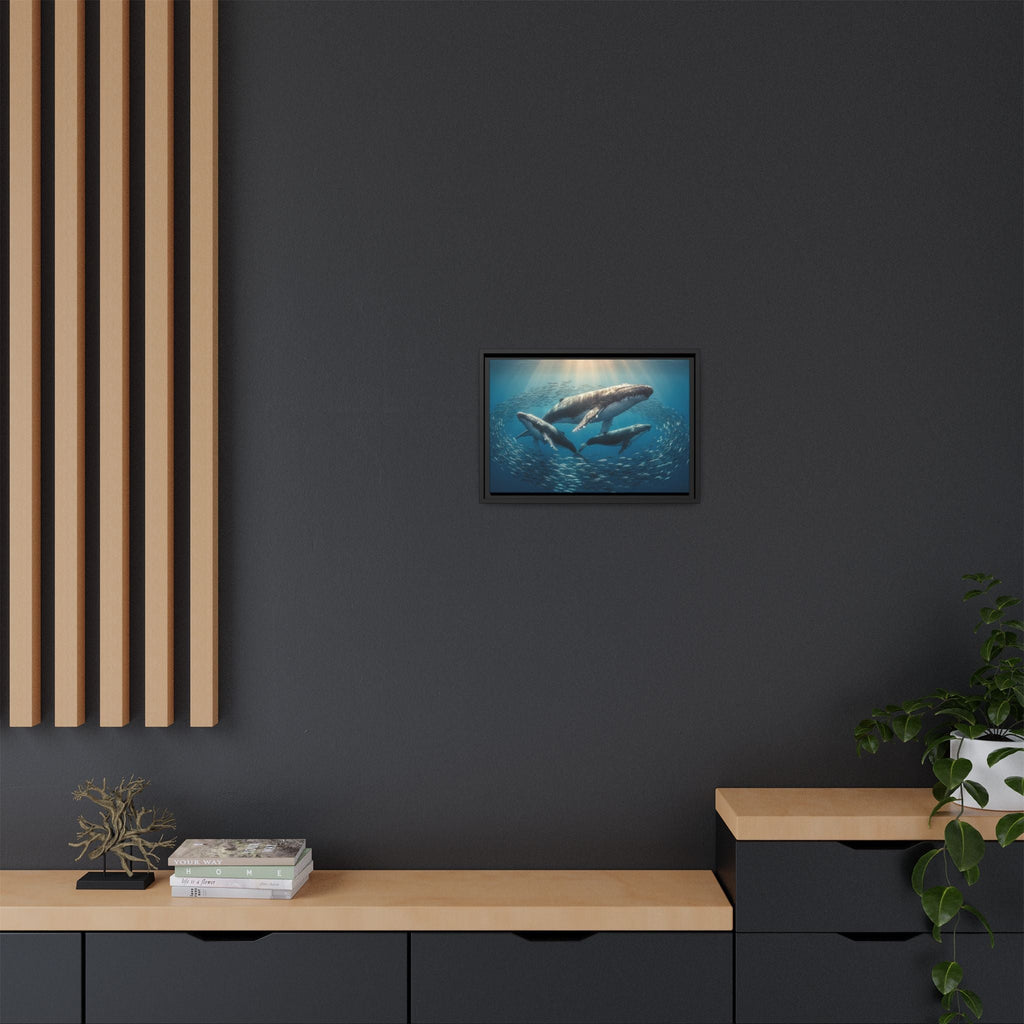 Whale Family Canvas Wall Art - Framed - Stunning