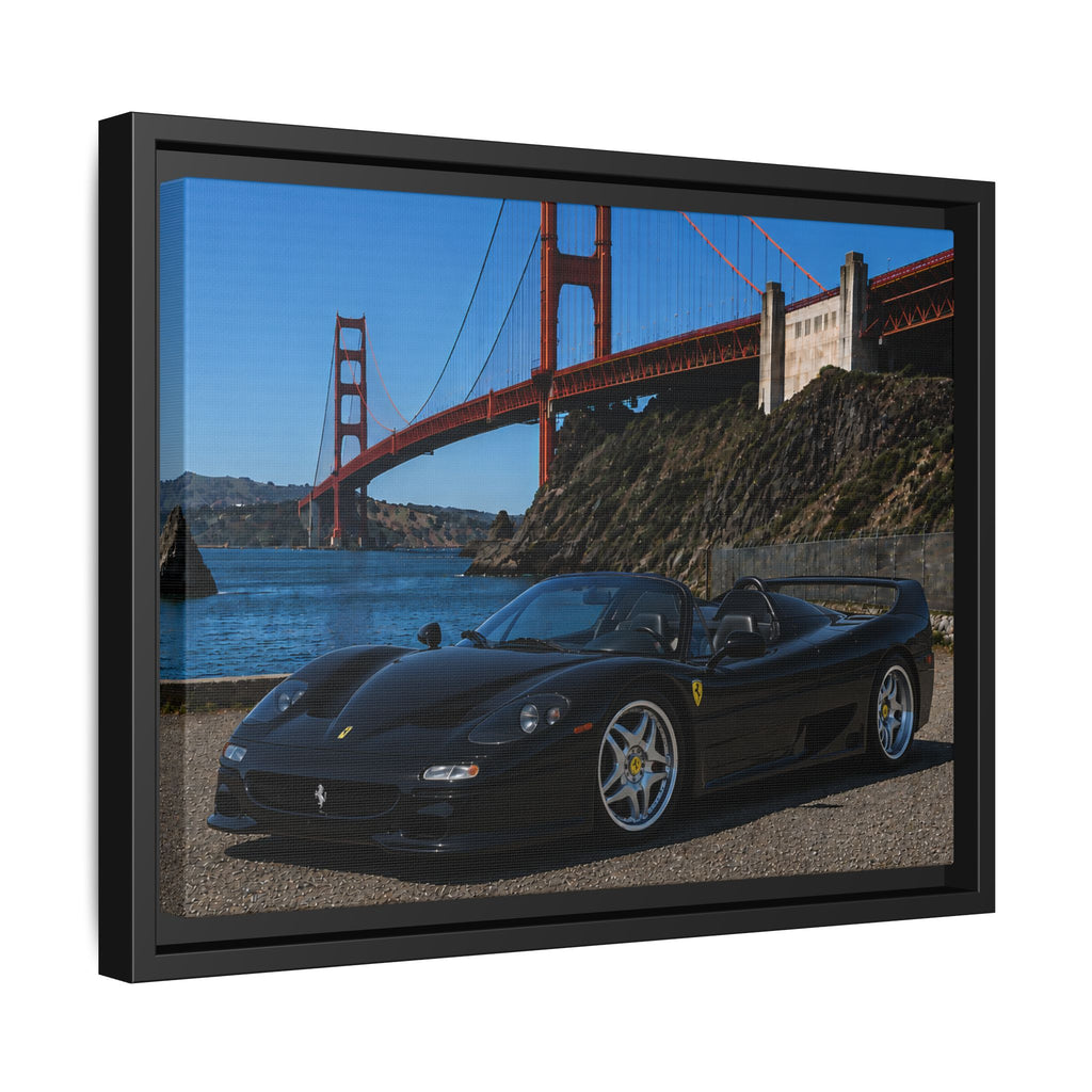 Ferrari F50 1995 — By The Golden Gate Bridge - Framed Canvas Matte Print