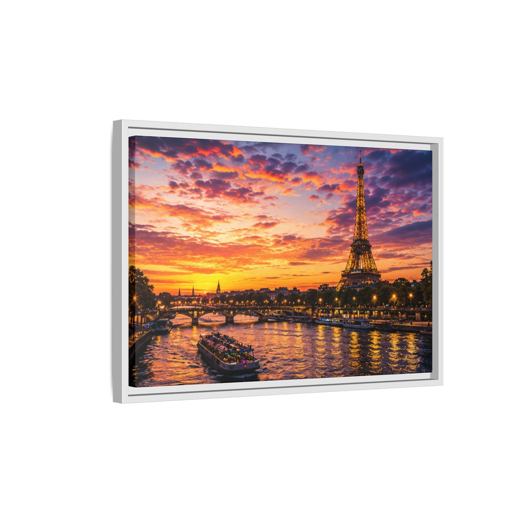 Paris Sunset Matte Canvas Wall Art - Framed - Stunning Picture