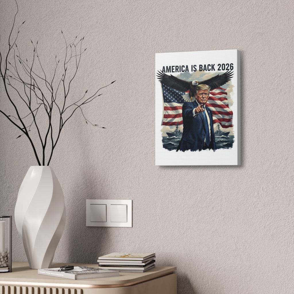 Patriotic 'America Is Back 2026' Canvas Wall Art