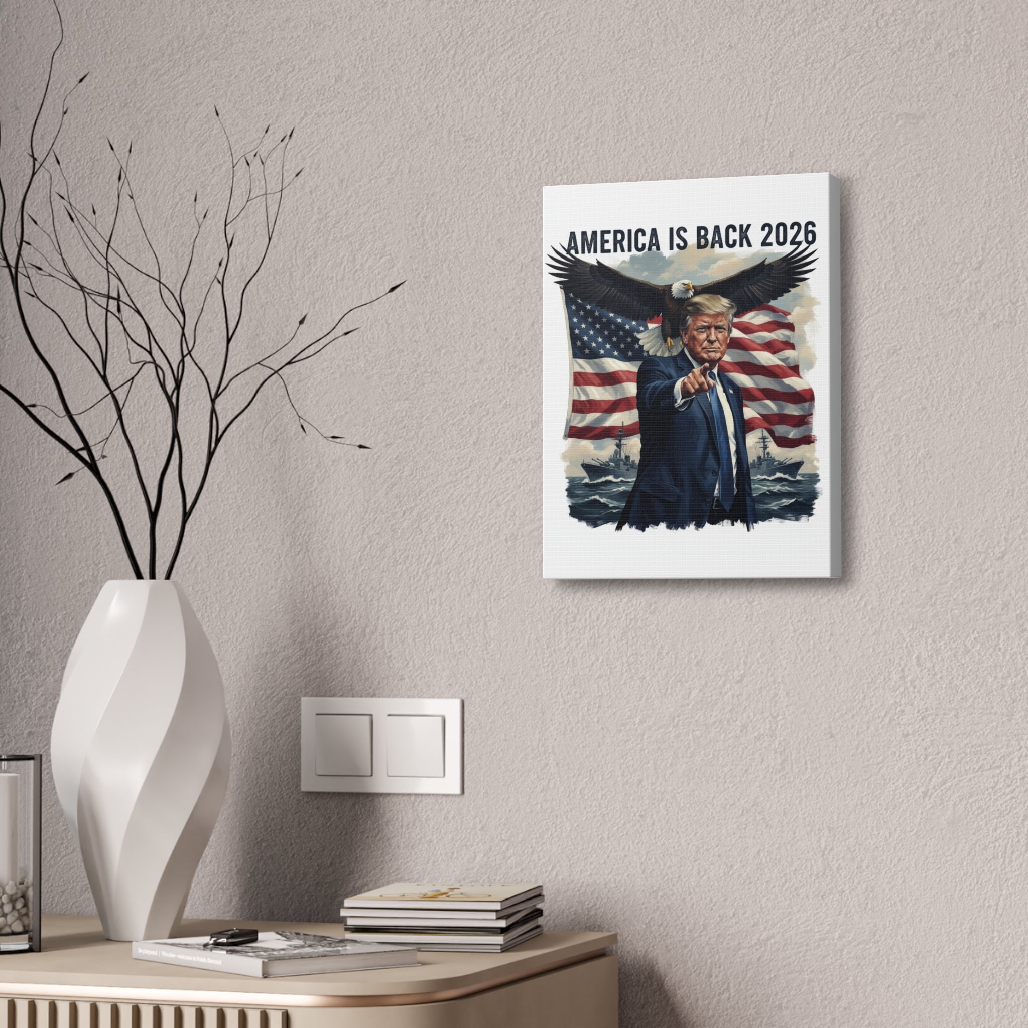 Patriotic 'America Is Back 2026' Canvas Wall Art