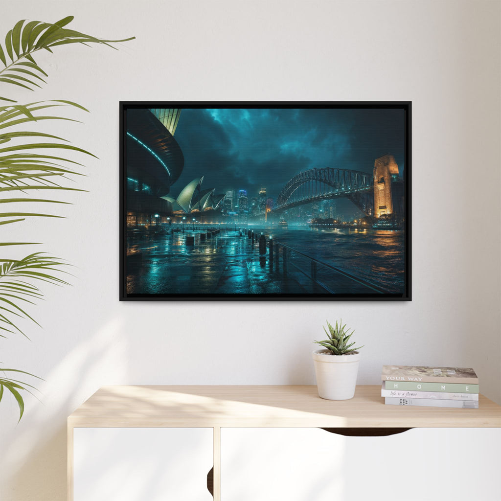 Sydney Harbor Night Canvas Wall Art Print Ready to Hang