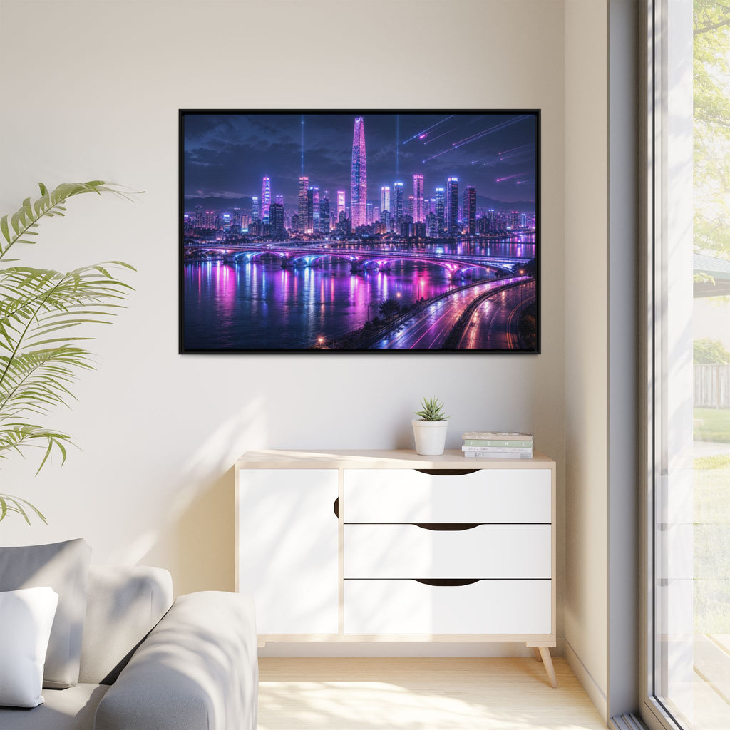 Seoul Night Skyline Canvas Wall Art Print Ready to Hang
