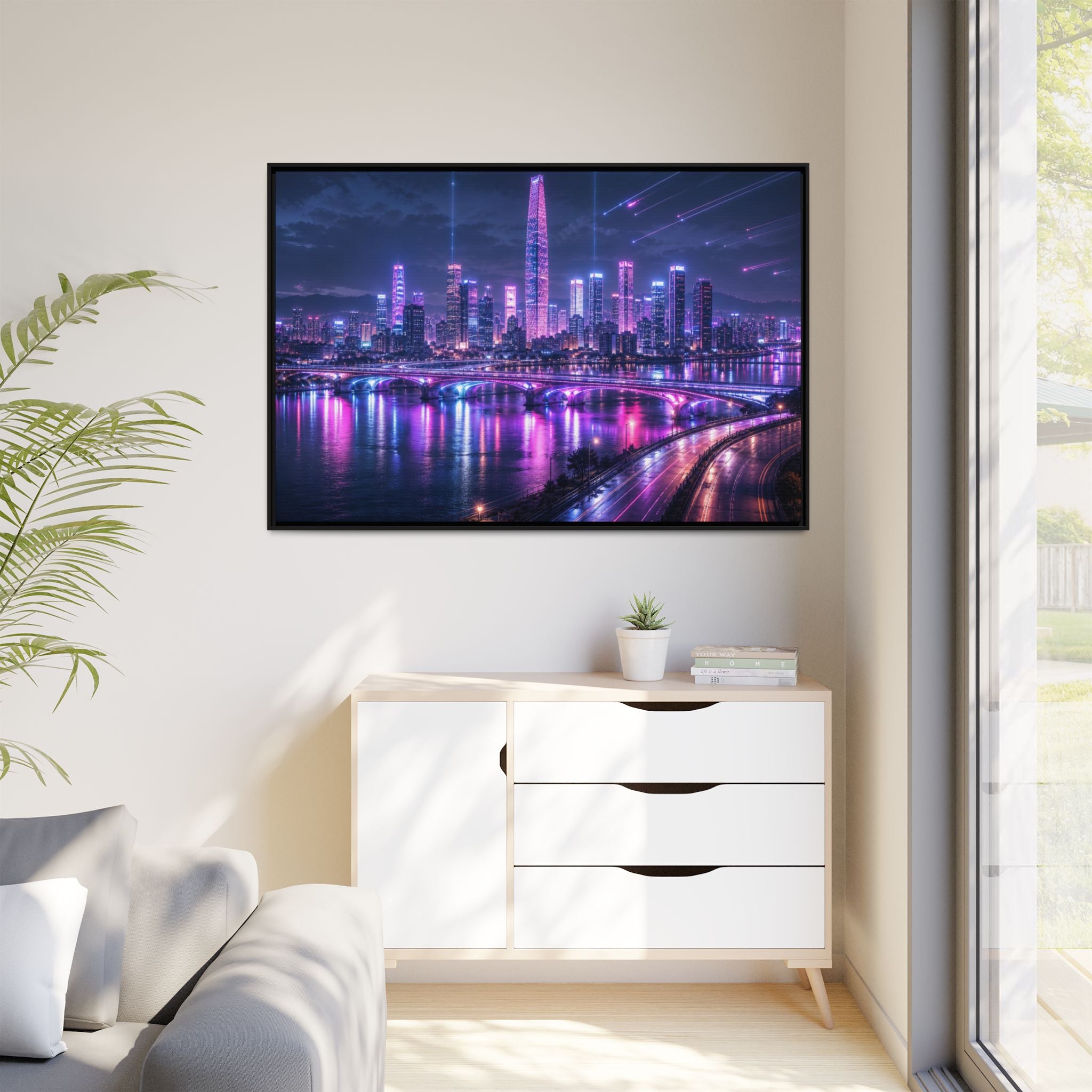 Seoul Night Skyline Canvas Wall Art Print Ready to Hang