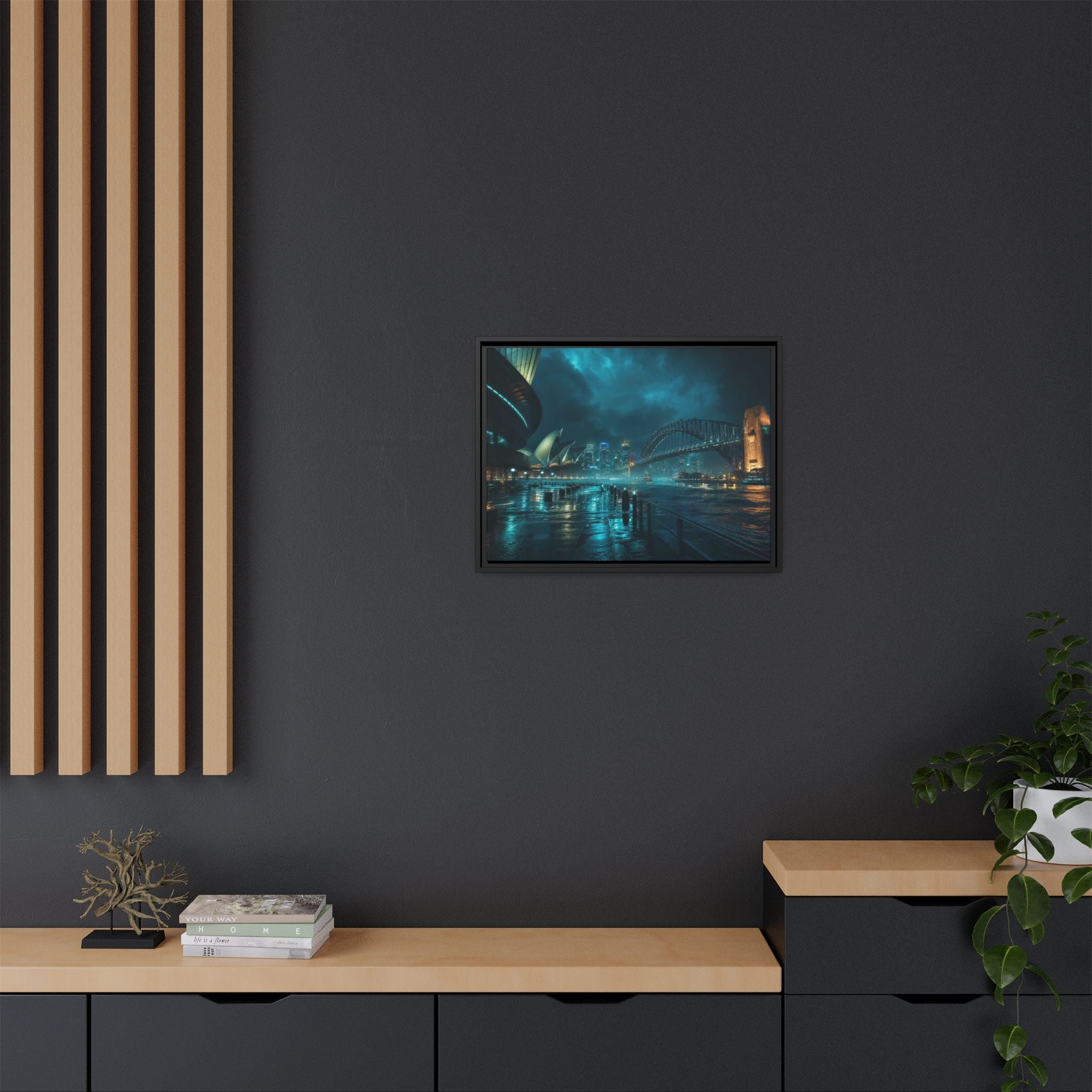 Sydney Harbor Night Canvas Wall Art Print Ready to Hang