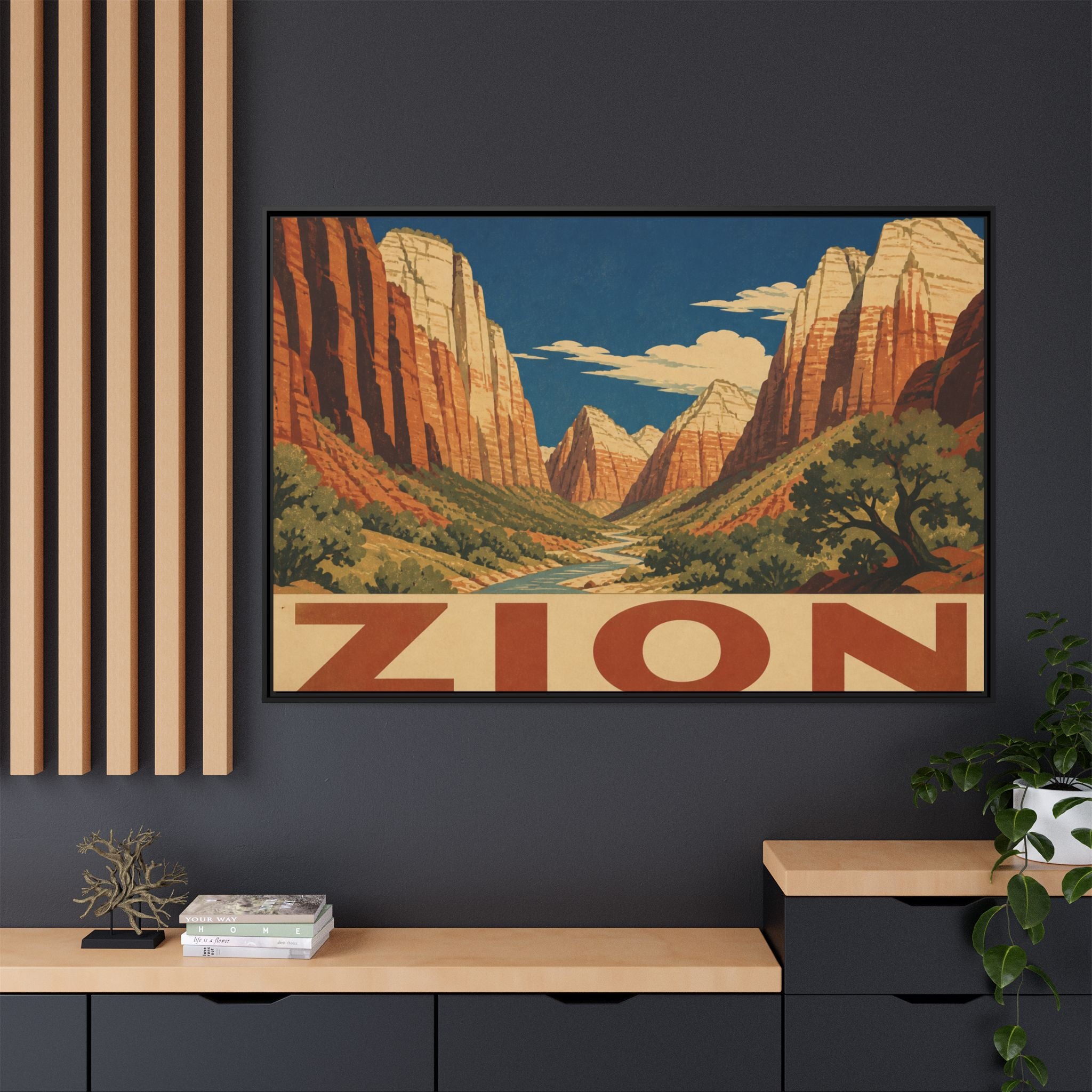 Zion Vintage Travel Poster Canvas Wall Art Print Ready to Hang