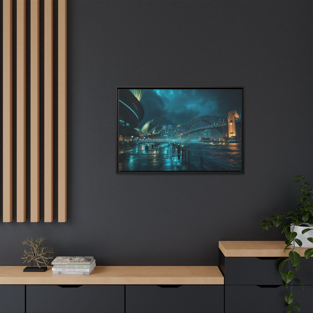 Sydney Harbor Night Canvas Wall Art Print Ready to Hang