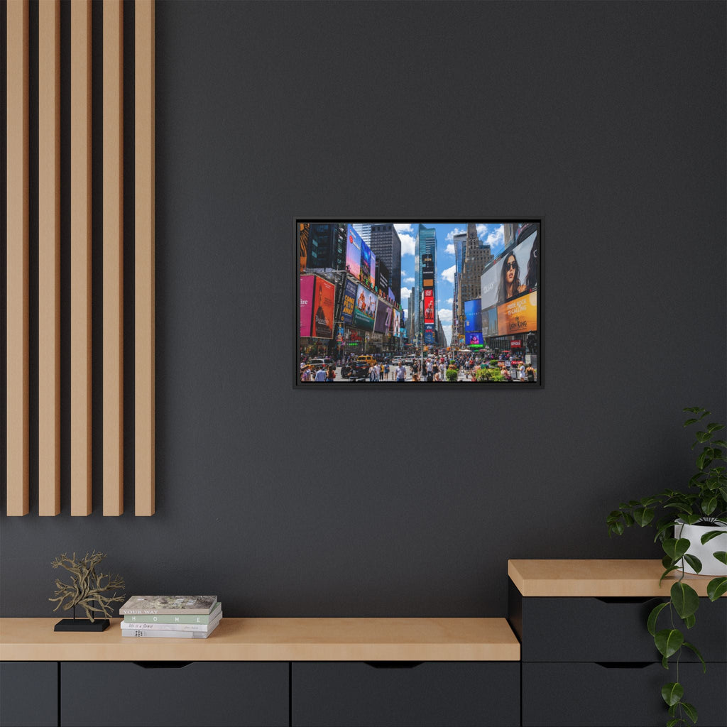 Times Square New York Matte Canvas Framed Wall Art — Vibrant Cityscape Photography