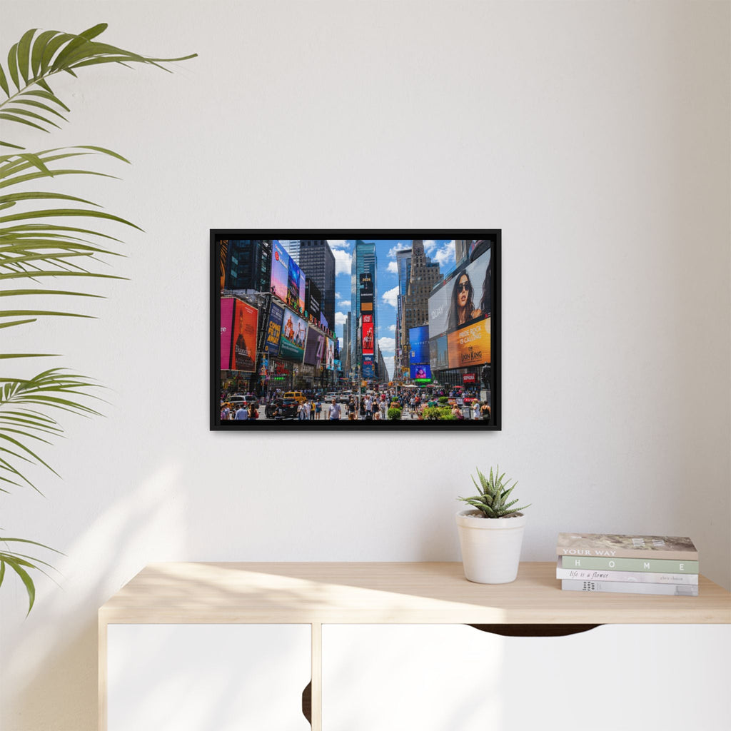 Times Square New York Matte Canvas Framed Wall Art — Vibrant Cityscape Photography