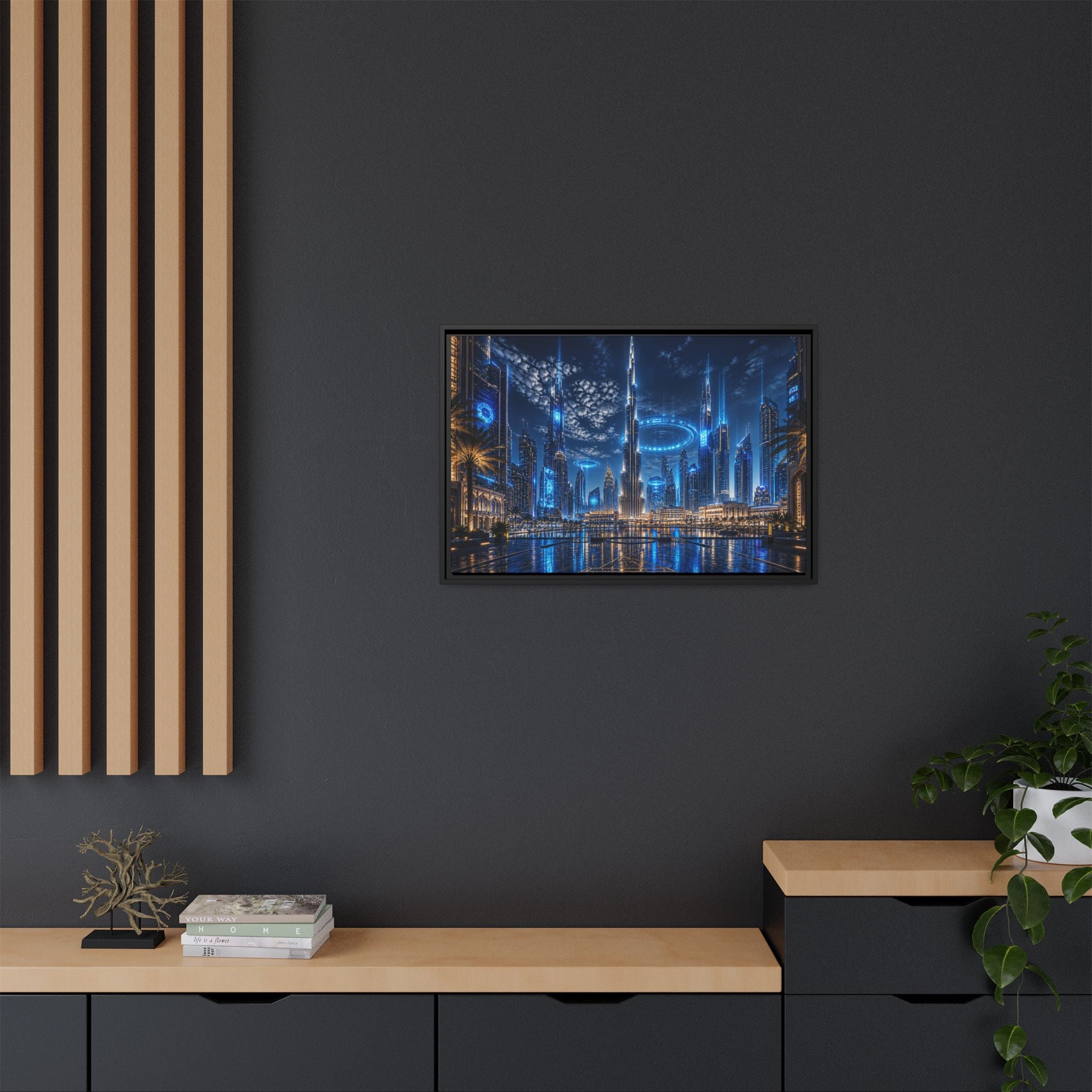 Dubai Night Skyline Canvas Wall Art Print Ready to Hang