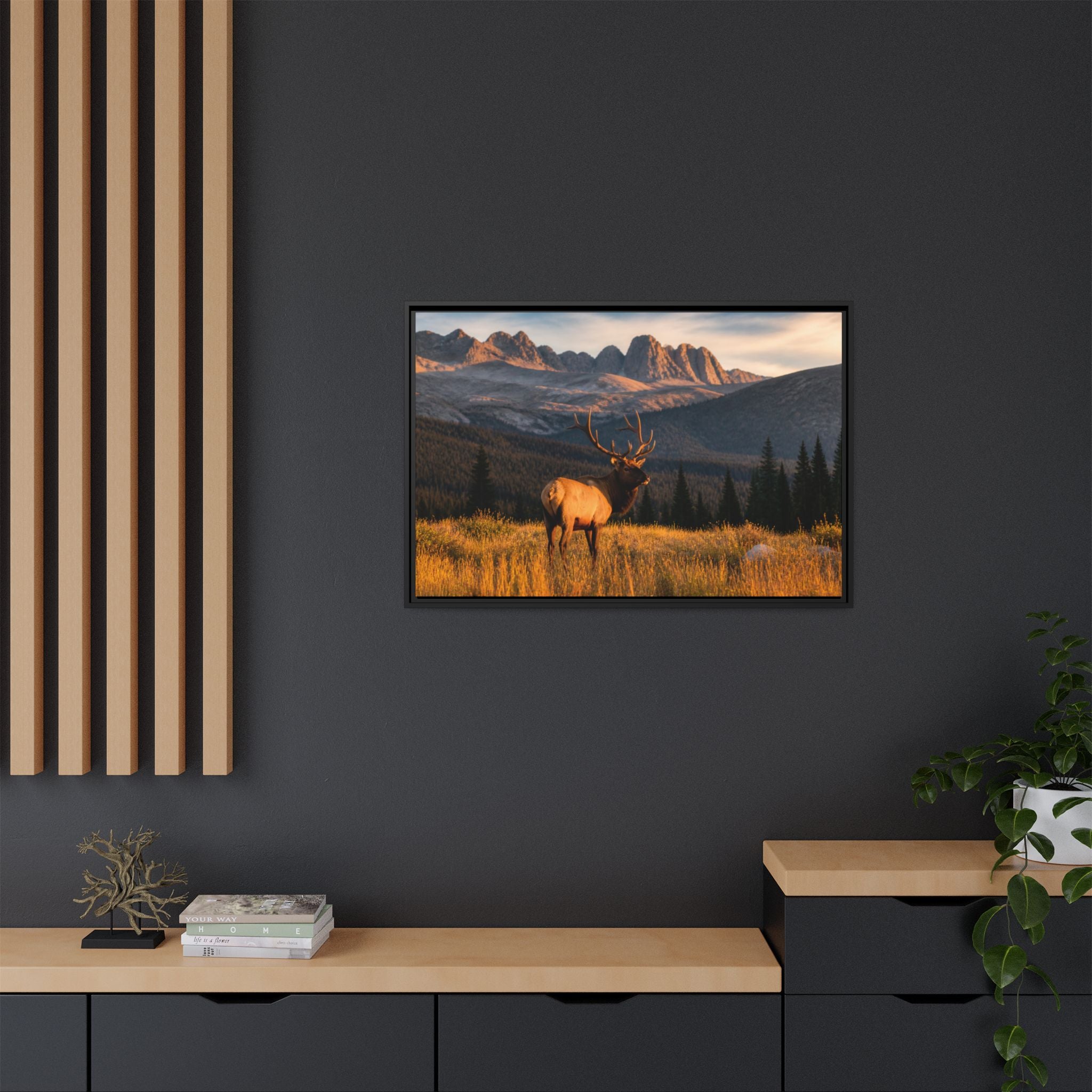 Elk Golden Hour Canvas Wall Art Print Ready to Hang
