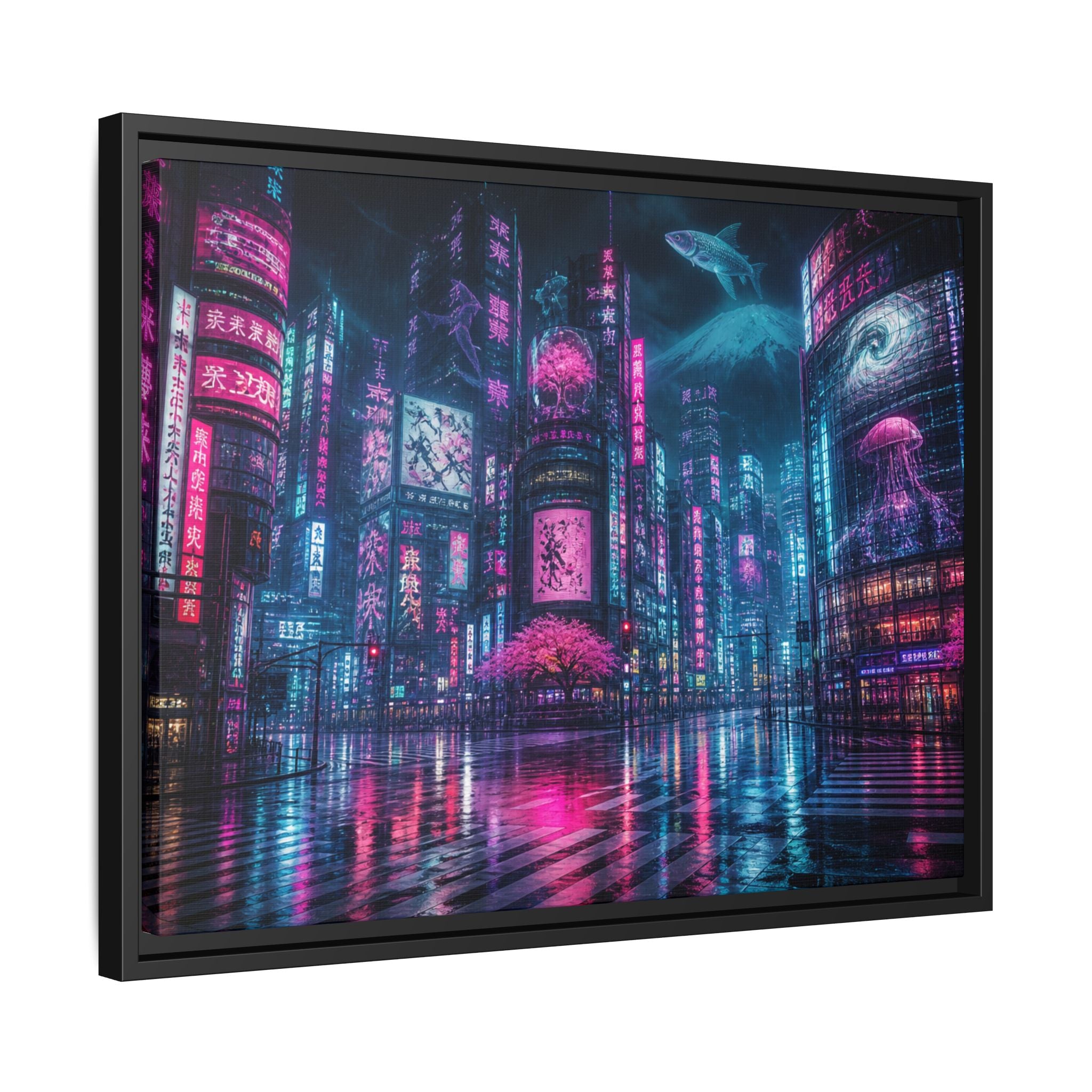 Tokyo Neon Night Canvas Wall Art Print Ready to Hang