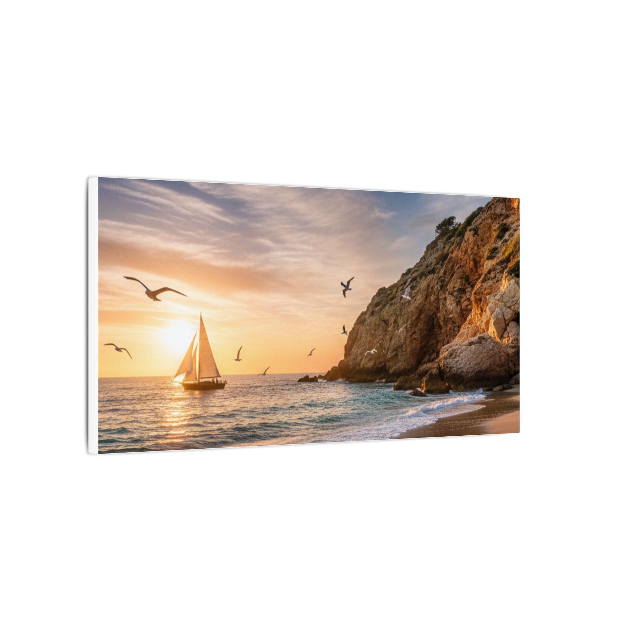 Seaside Sunset Sail Canvas