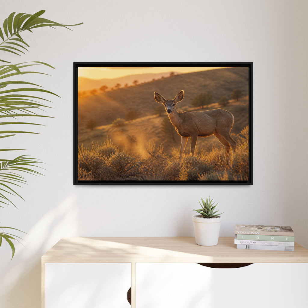 Mule Deer Golden Hour Canvas Wall Art Print Ready to Hang