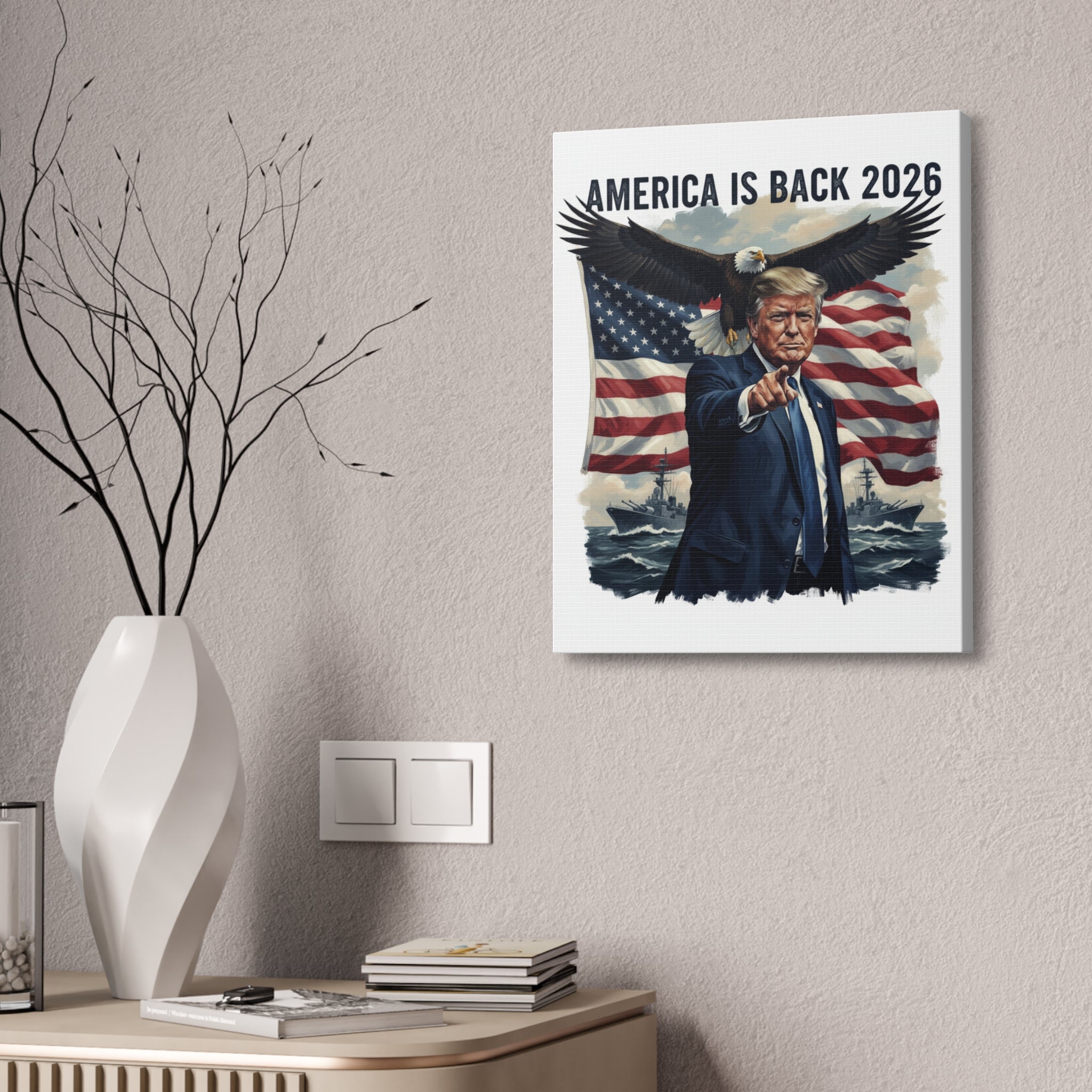 Patriotic 'America Is Back 2026' Canvas Wall Art
