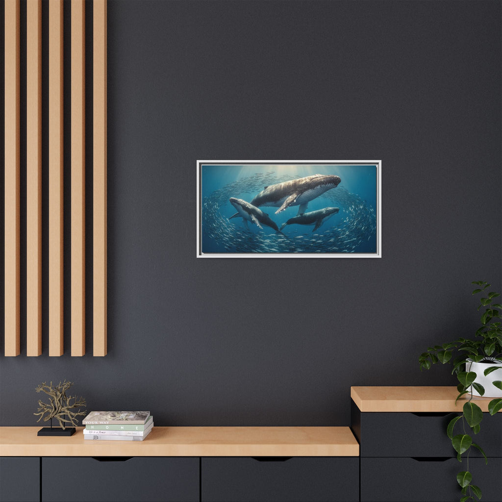 Whale Family Canvas Wall Art - Framed - Stunning