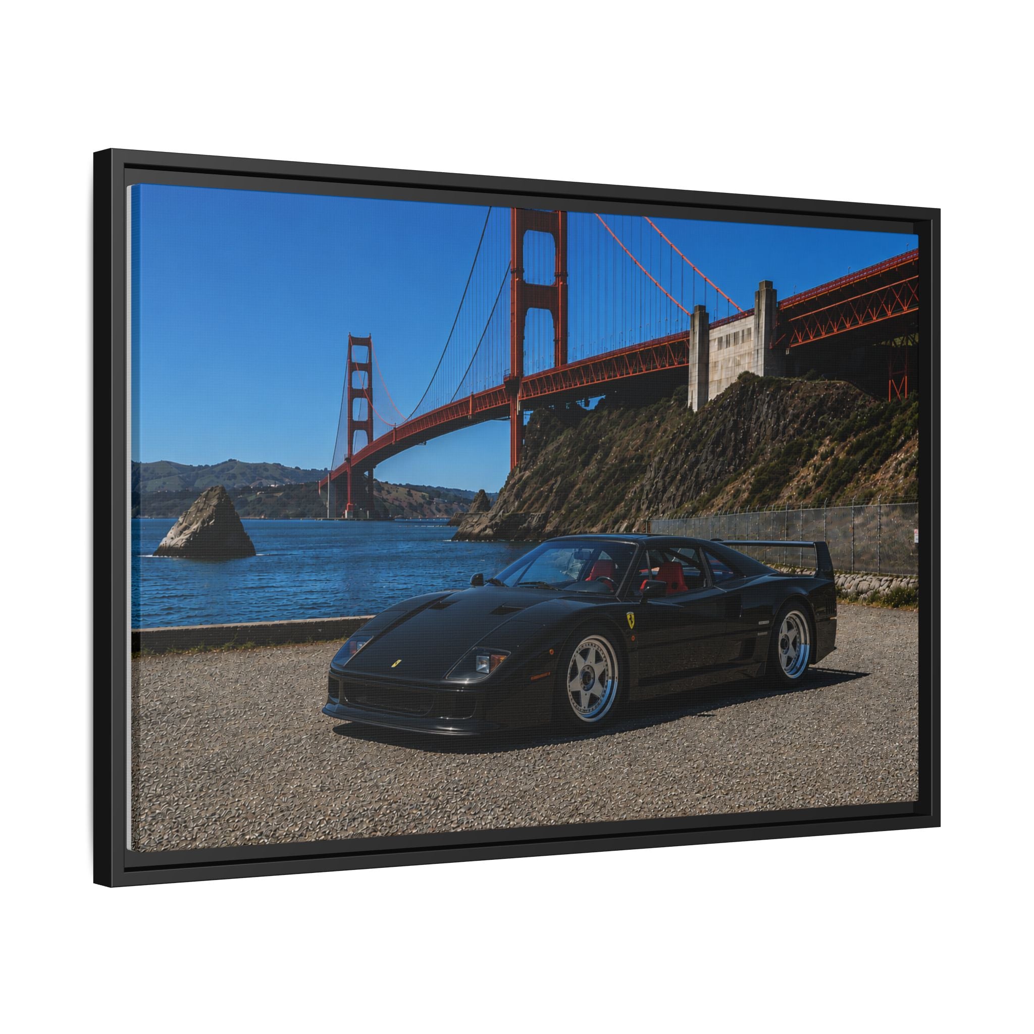 Ferrari F40 1987 At Golden Gate — Stunning Framed Matte Canvas Wall Art