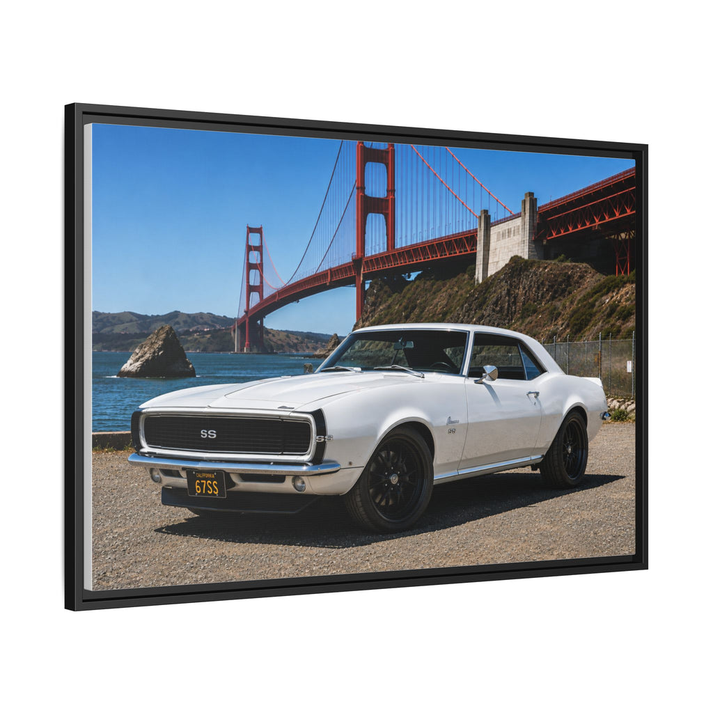 Camaro 1967 Classic On Framed Canvas — By The Golden Gate Bridge