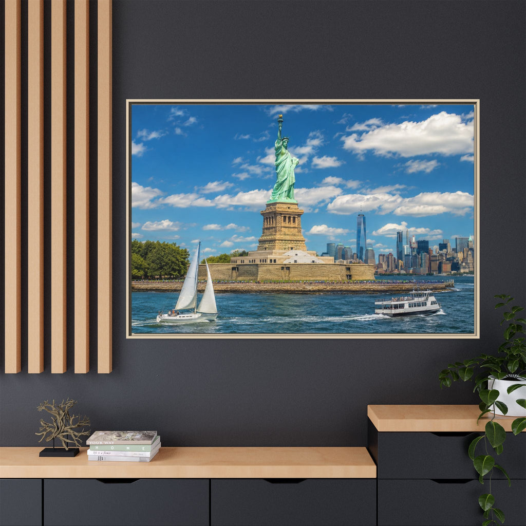 Statue of Liberty Matte Framed Canvas Print — New York City Landmark Wall Art