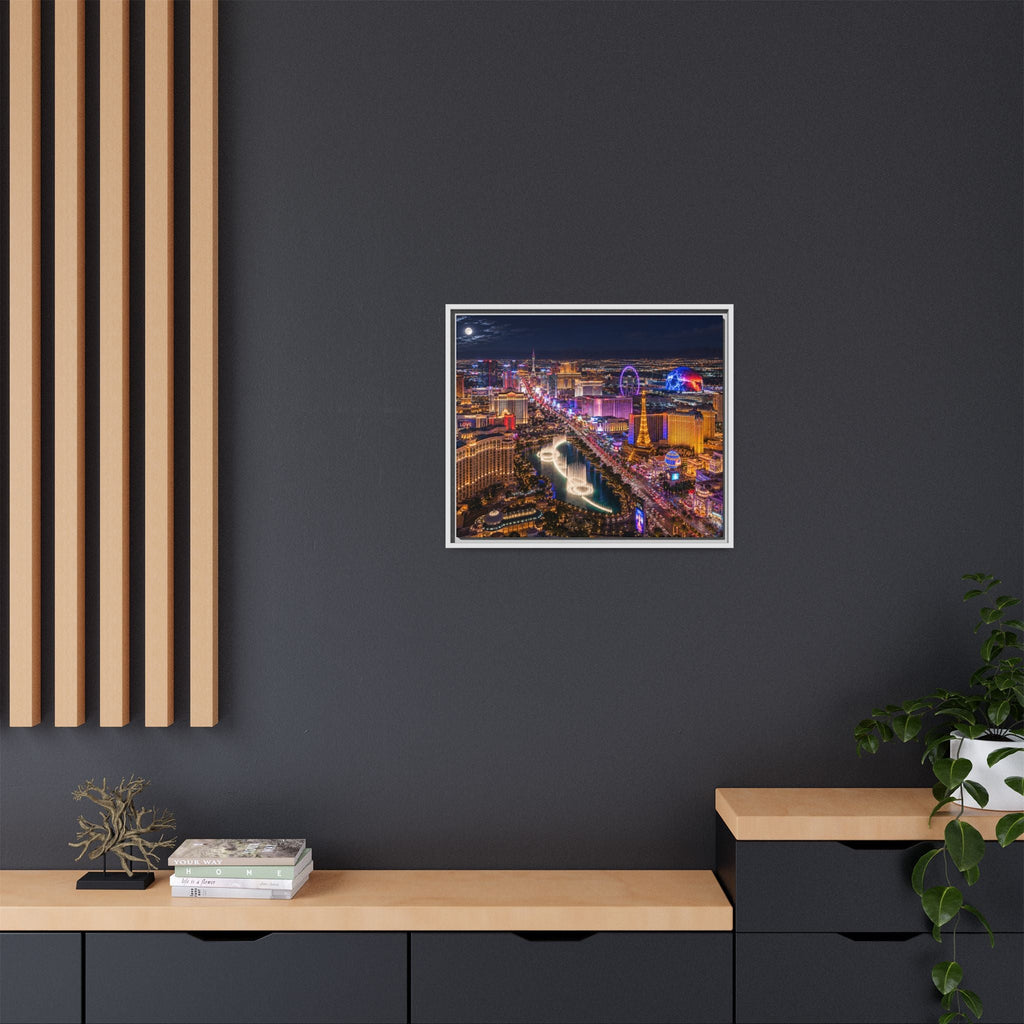 Las Vegas Night Skyline Framed Matte Canvas Print