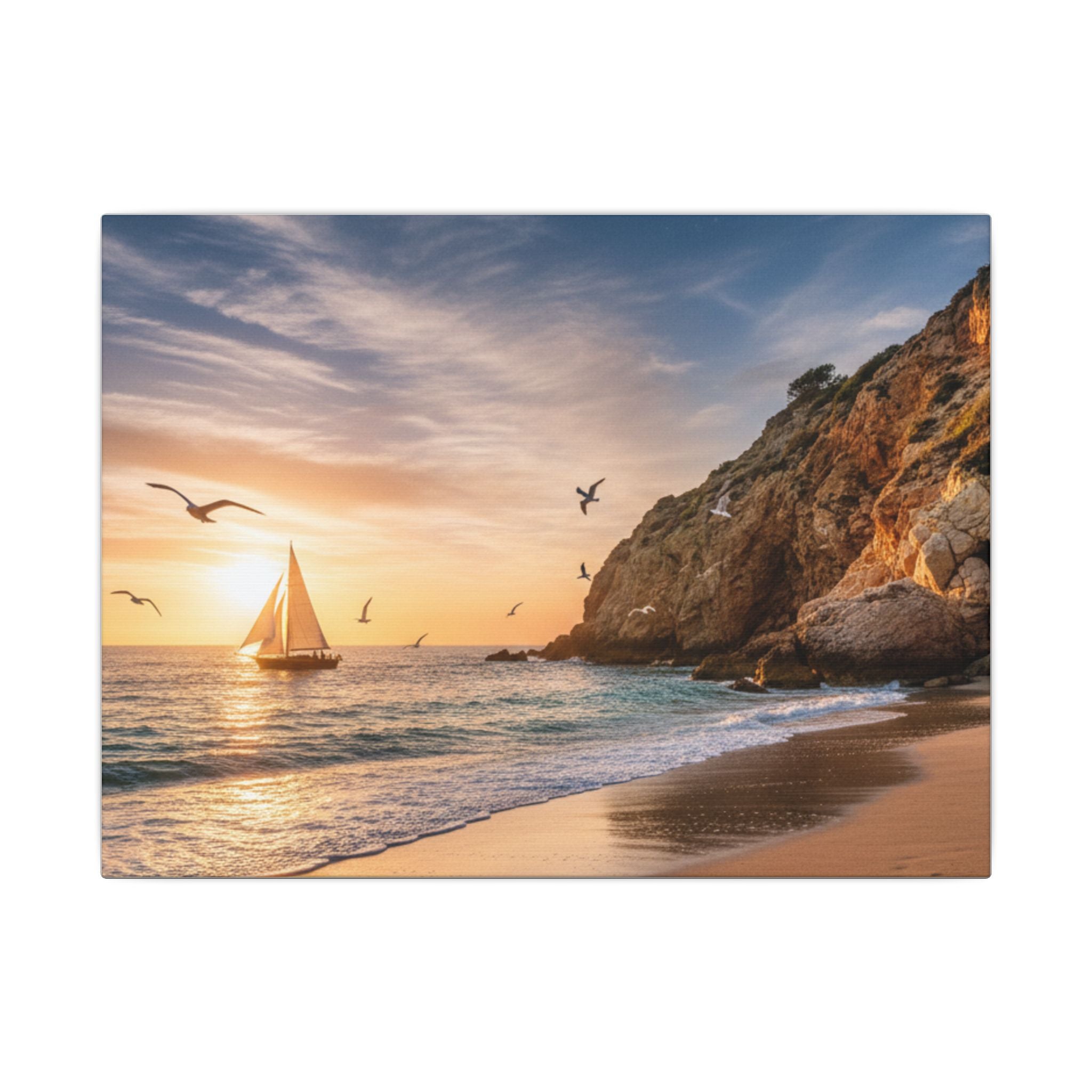 Seaside Sunset Sail Canvas