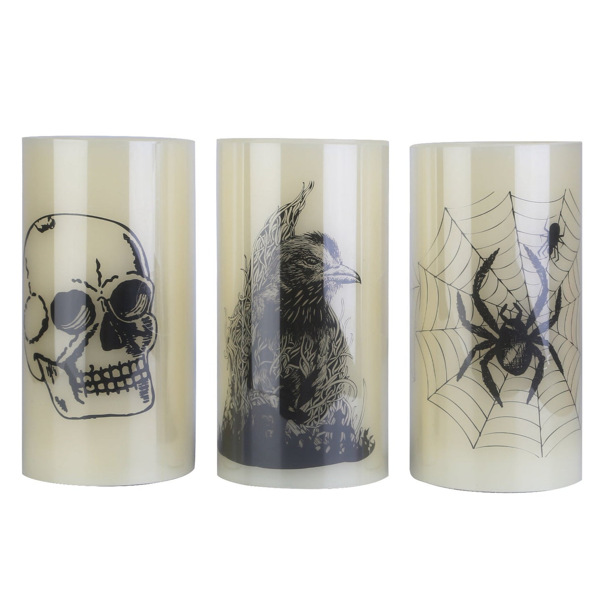 3 Pack Halloween Flameless Candle Lamp With Timer Setting Battery Operated Warm