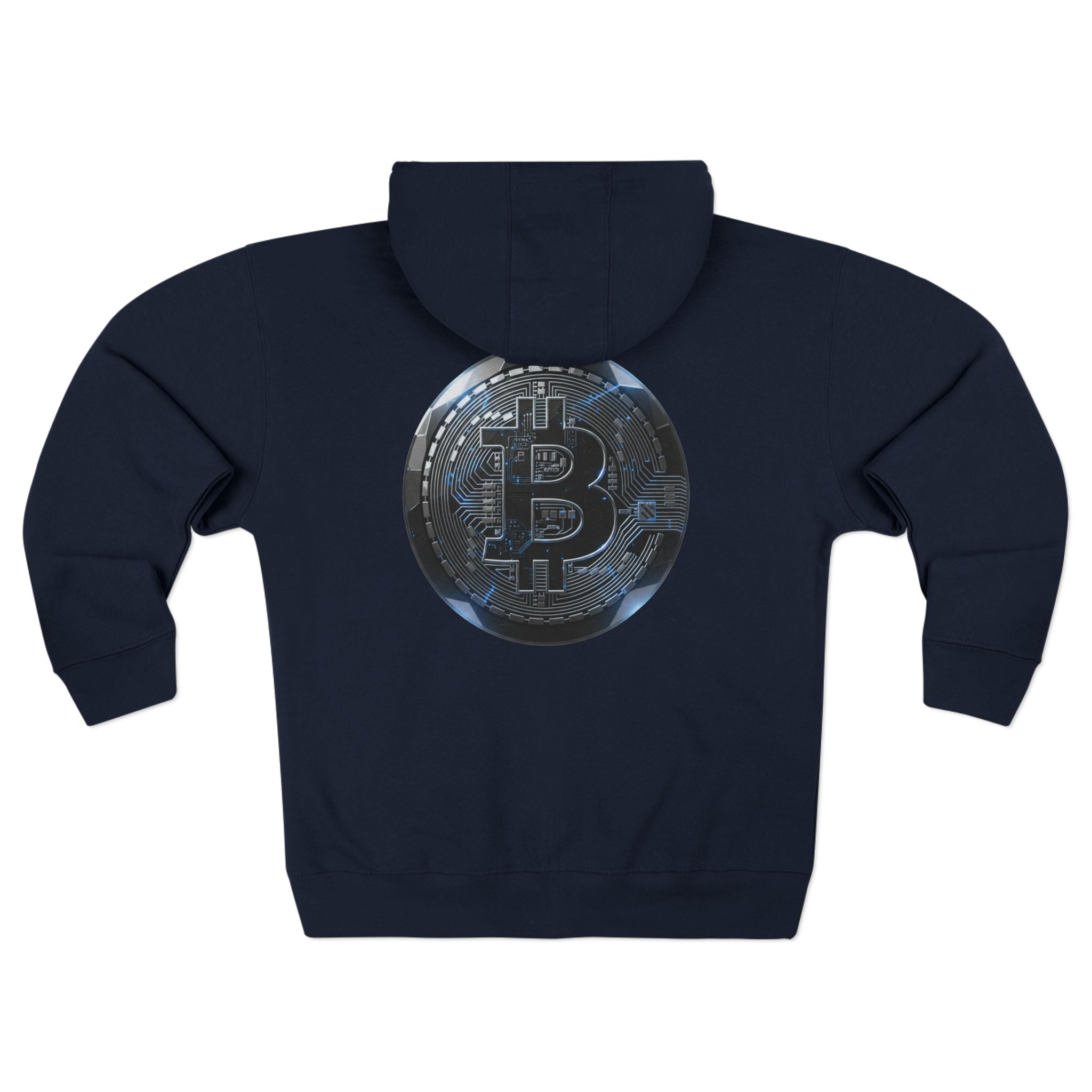 Bitcoin Coin Zip Hoodie — Crypto Logo Zip-Up Hoodie for Bitcoin Enthusiasts