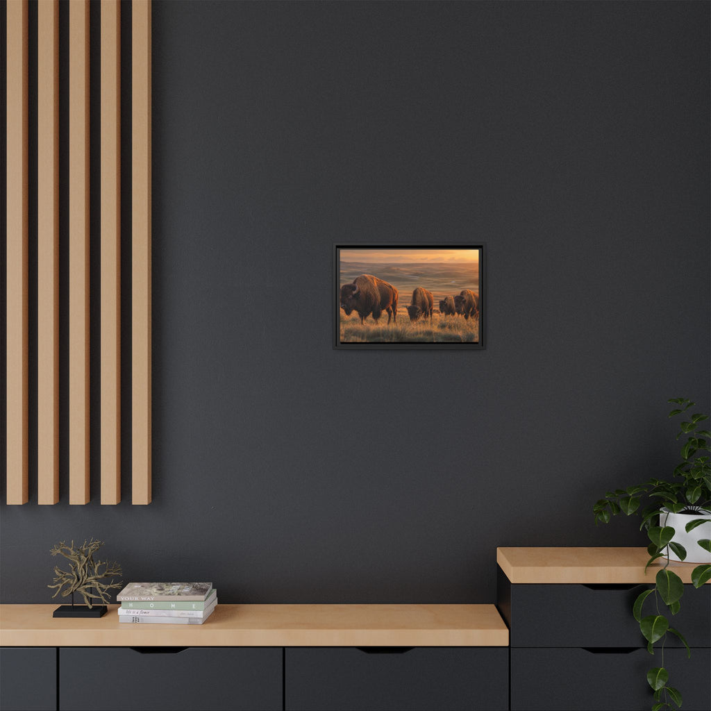 Bison Plains Golden Hour Canvas Wall Art Print Ready to Hang