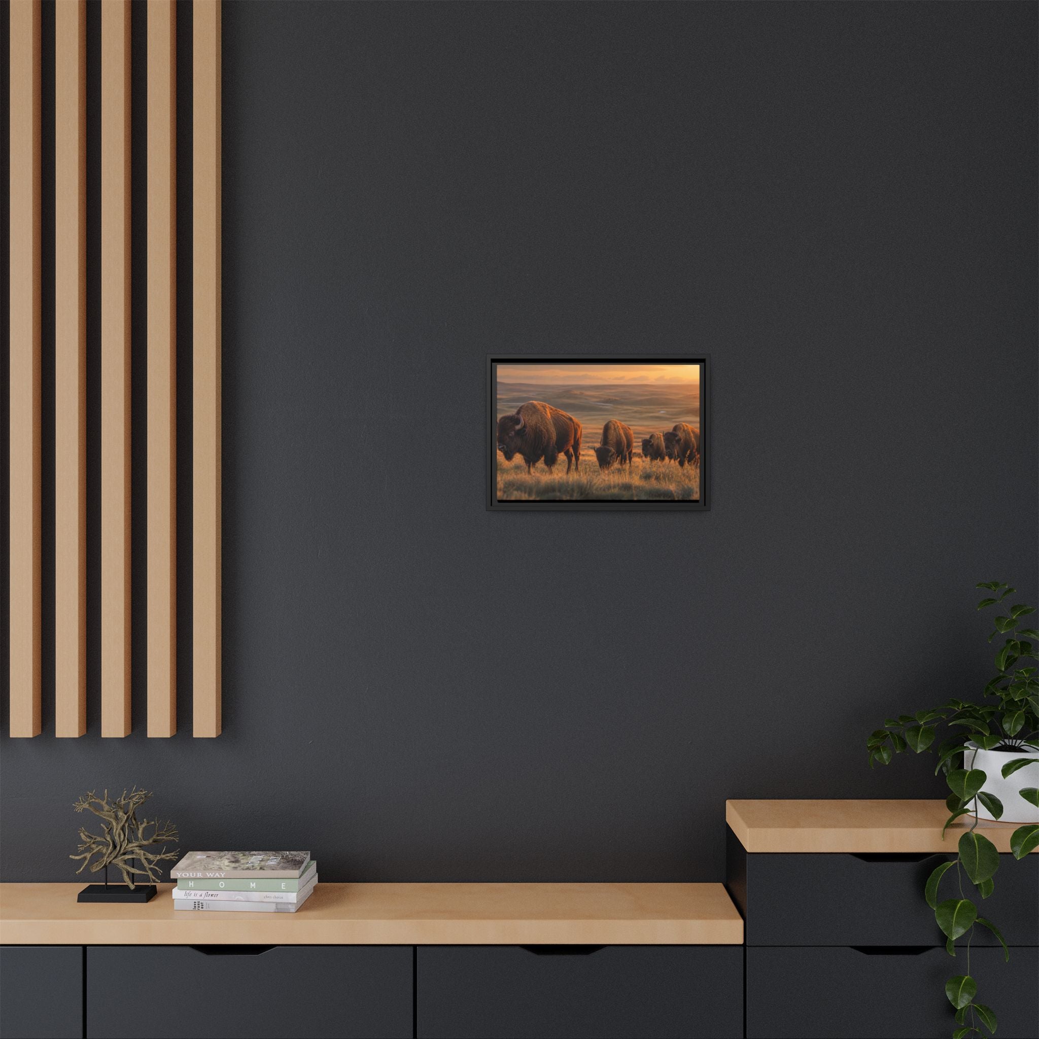 Bison Plains Golden Hour Canvas Wall Art Print Ready to Hang