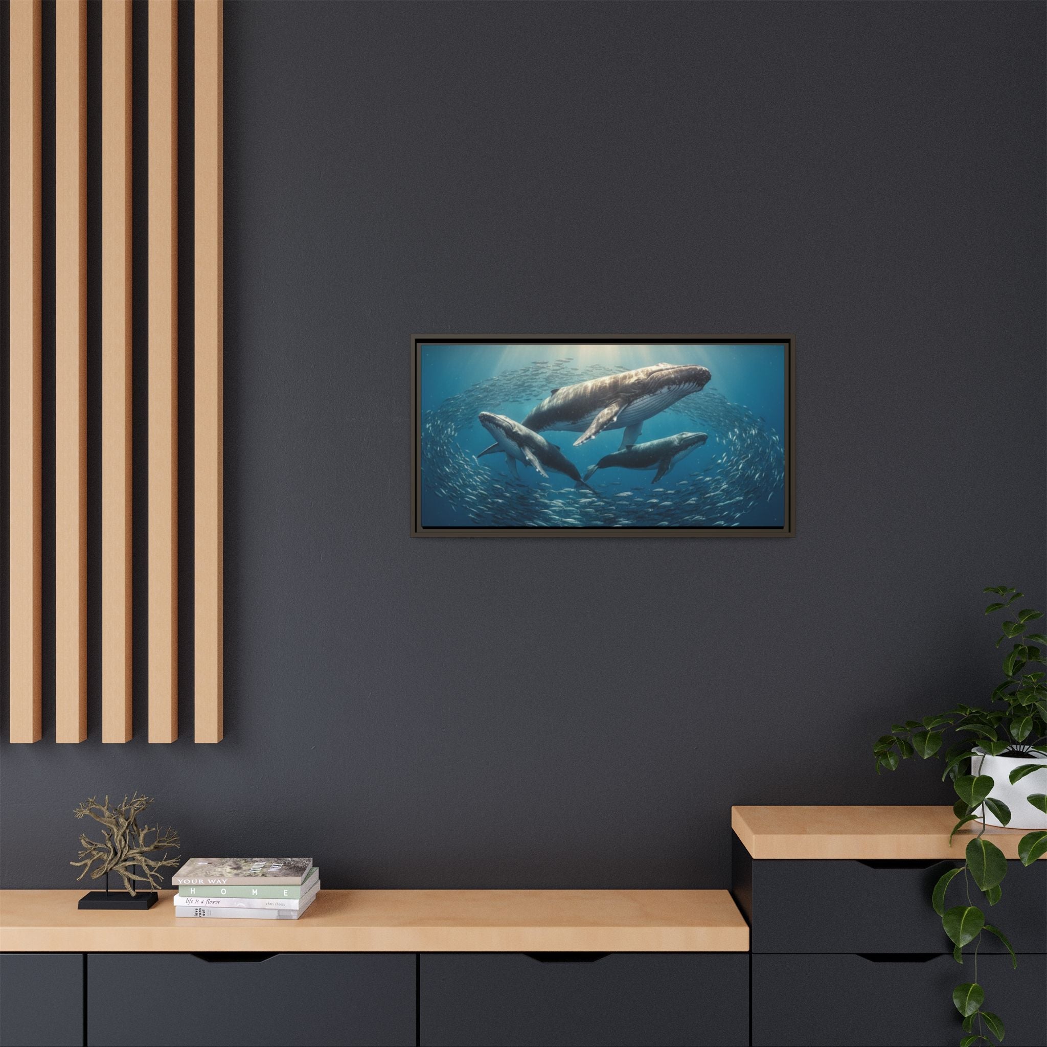 Whale Family Canvas Wall Art - Framed - Stunning