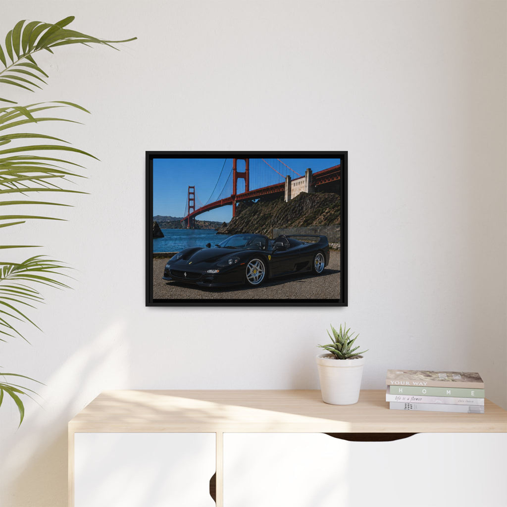 Ferrari F50 1995 — By The Golden Gate Bridge - Framed Canvas Matte Print
