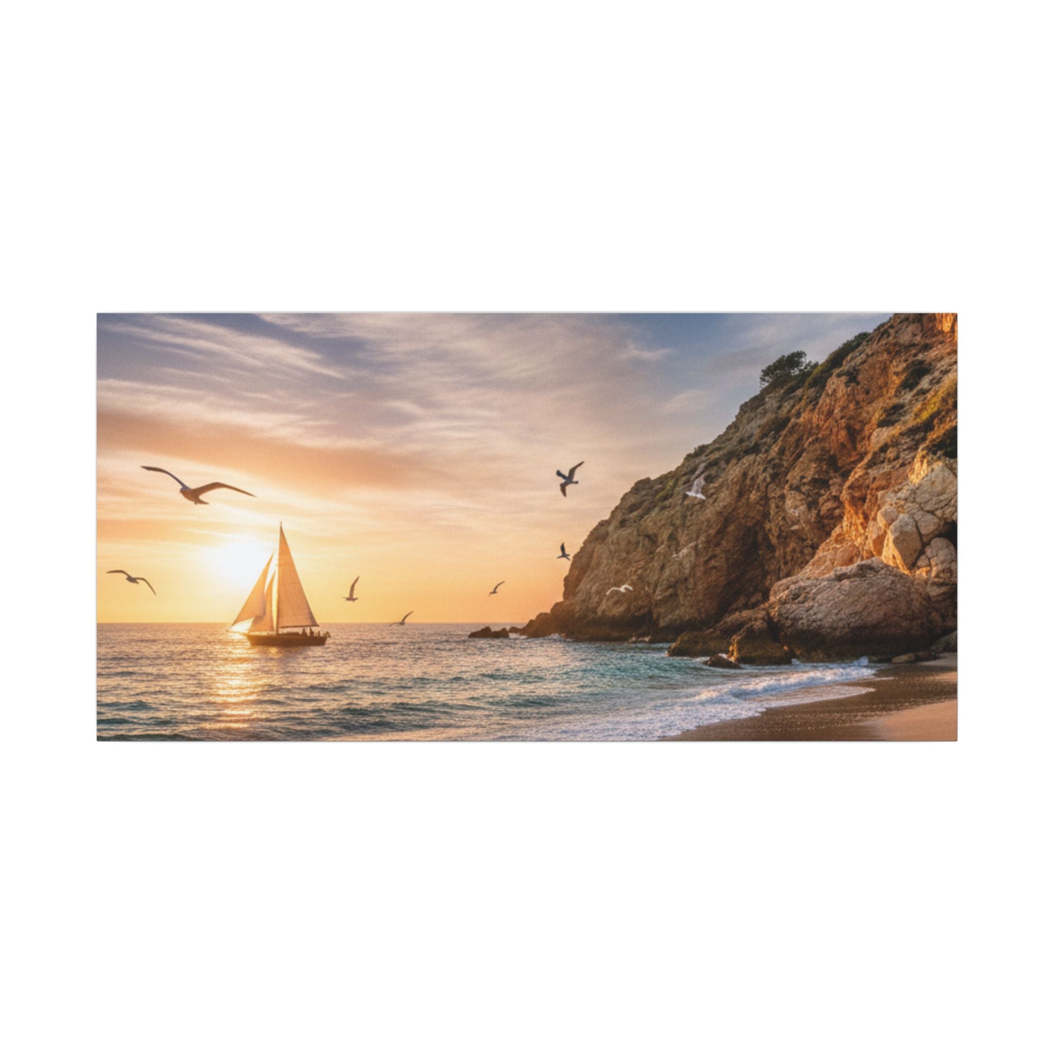Seaside Sunset Sail Canvas