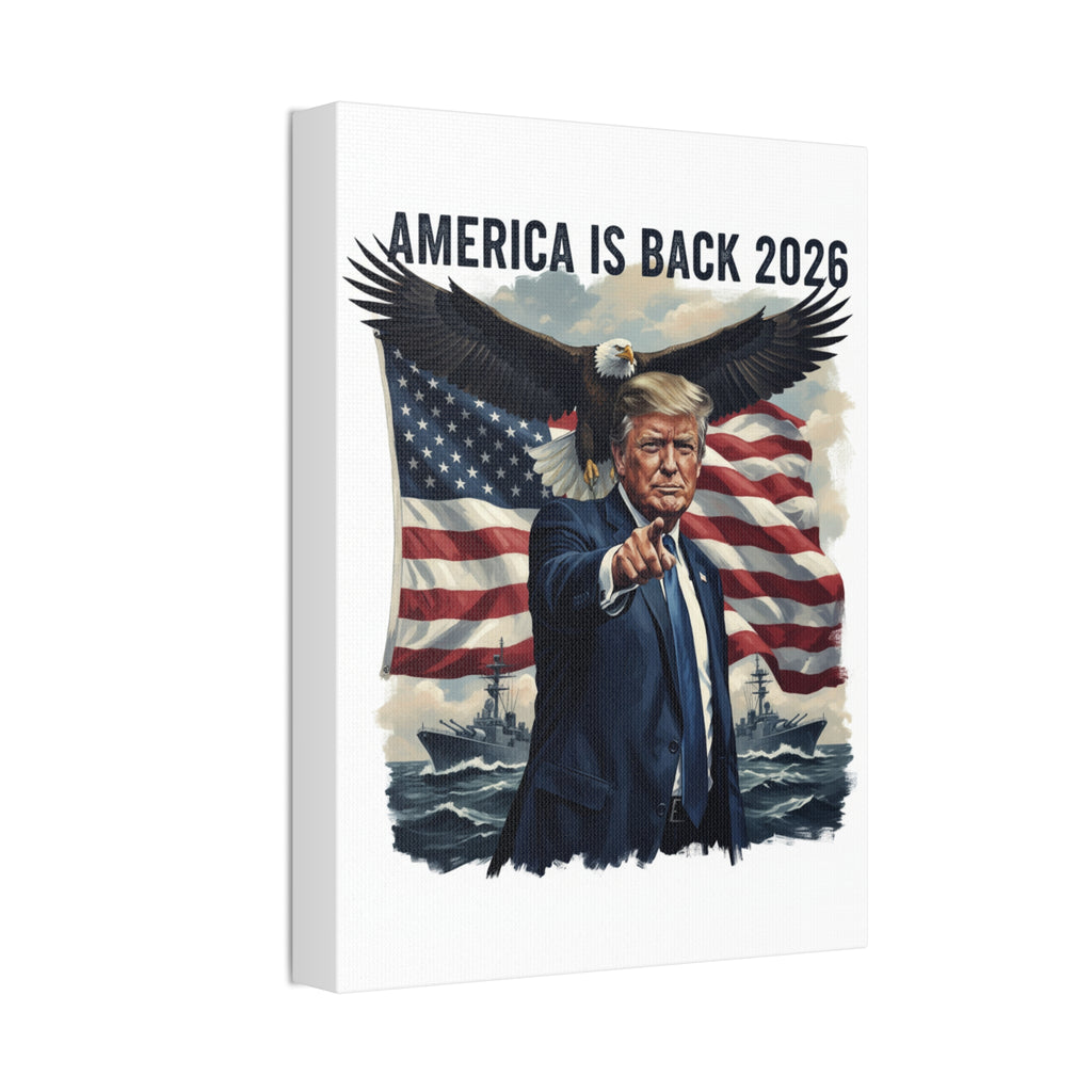 Patriotic 'America Is Back 2026' Canvas Wall Art